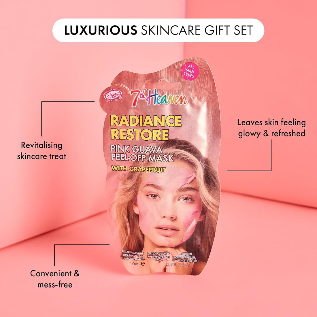 7th Heaven Luxury Pamper Hamper - 10 Face Masks & Spatula - Beauty Gift Set for Women - Skincare Set with Peel-Off, Clay & Hydrating Masks - Spa Experience at Home Skin Care