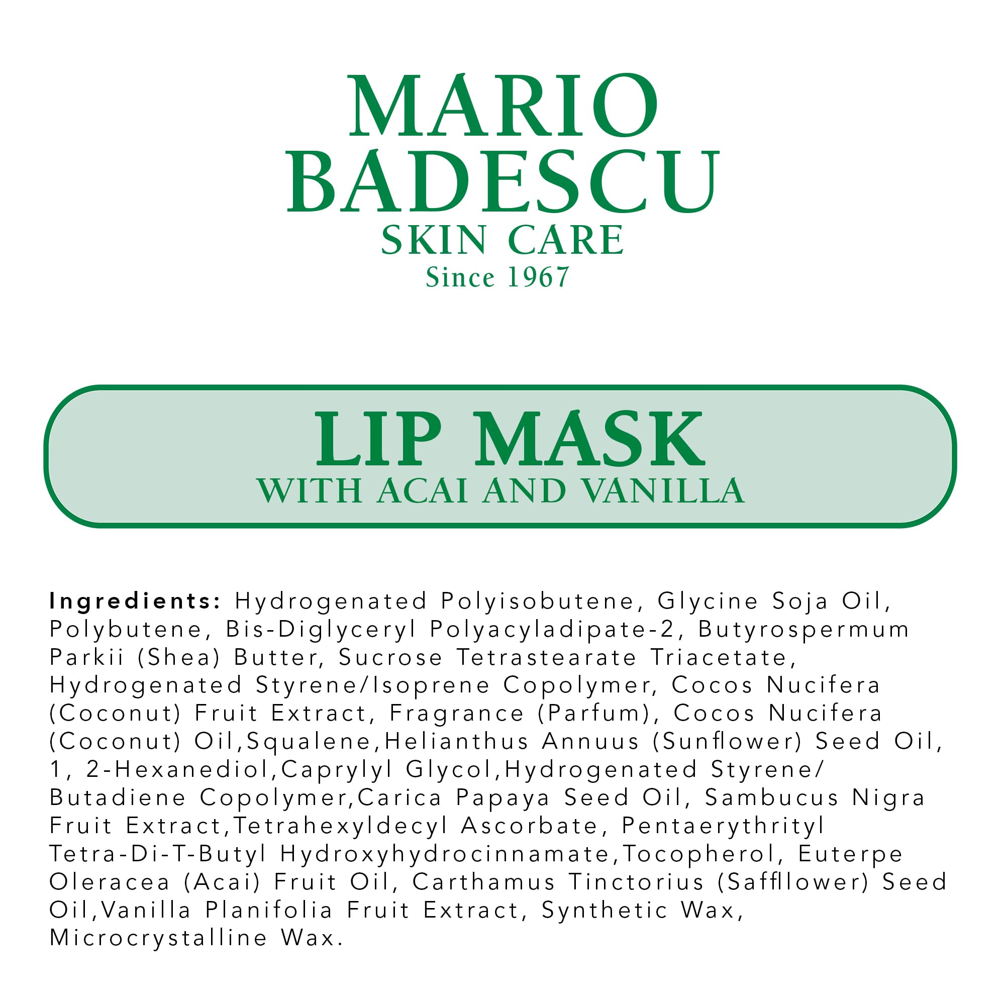 Mario Badescu Lip Mask, Overnight Lip Treatment Enriched With Skin Softening Coconut Oil and Hydrating Shea Butter Halalzen