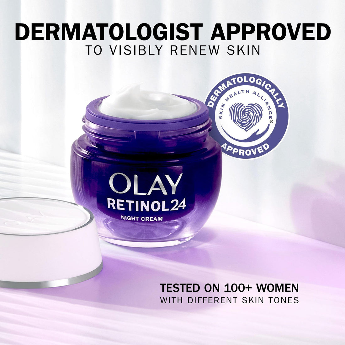 Olay Retinol 24 Night Cream Face Moisturiser - Anti-Aging Skincare with Antioxidant Vitamin E, Overnight Face Cream that Smooths, Renews, and Hydrates, 50ml