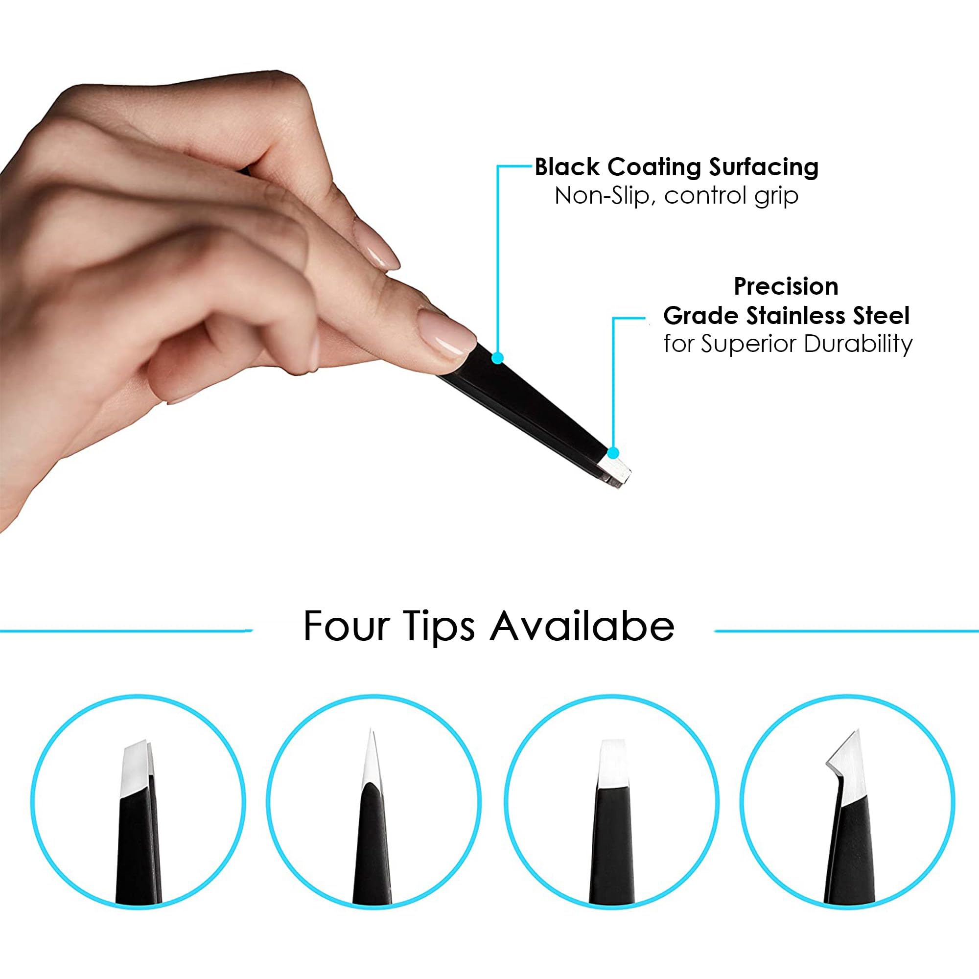 Candure Tweezers for Eyebrows - Professional Stainless Steel Slanted and Pointed Tip Hair Tweezers Set for Ingrown Hair, Blackhead Removal, Eyebrows Plucking Beauty Tool for Women Halalzen