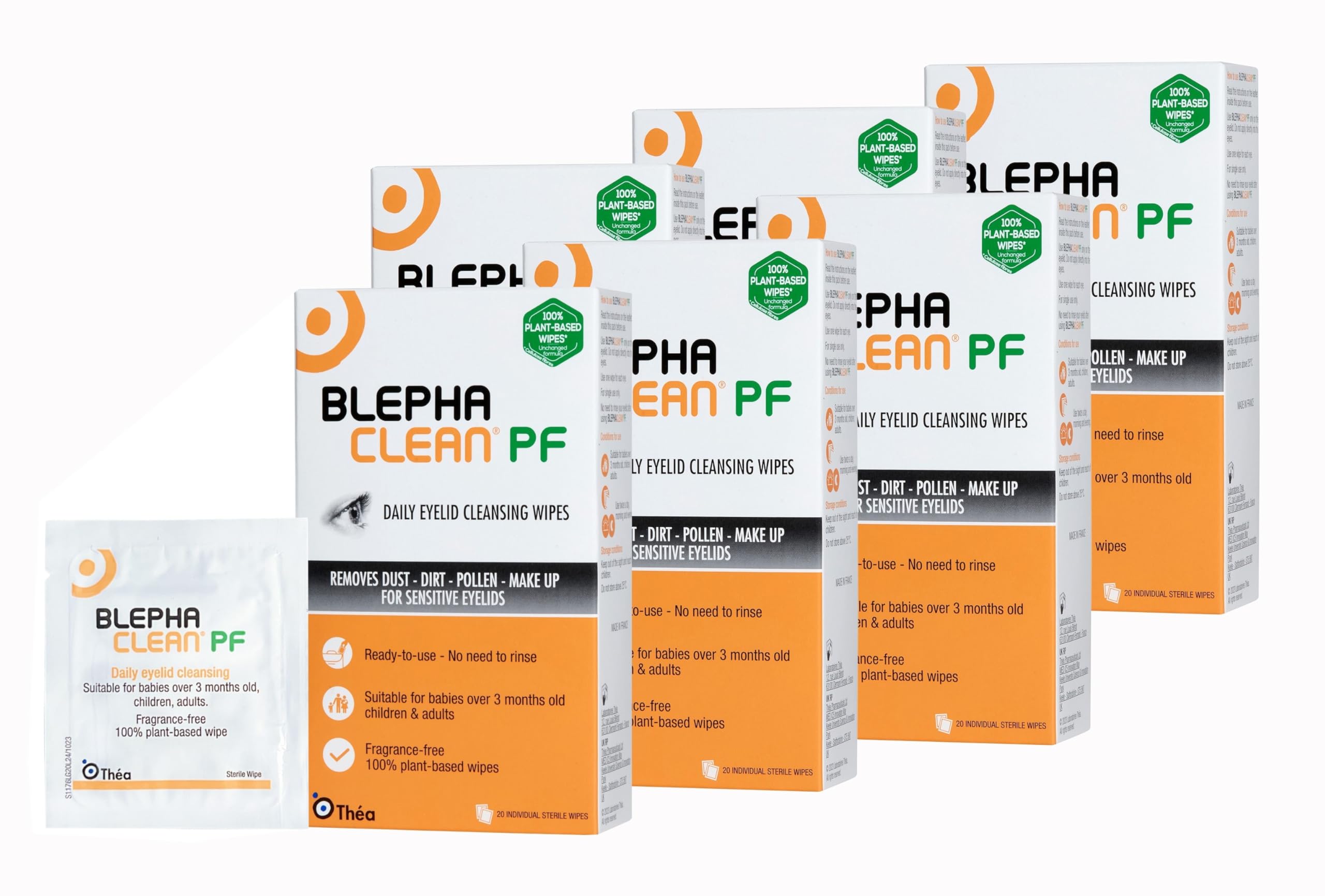 Blephaclean PF Daily Eyelid Wipes - Gentle Cleansing for the eyelids and skin around the eyes, Suitable for Babies (over 3 months old), children & adults, 20 Sterile Plastic-Free Wipes Halalzen