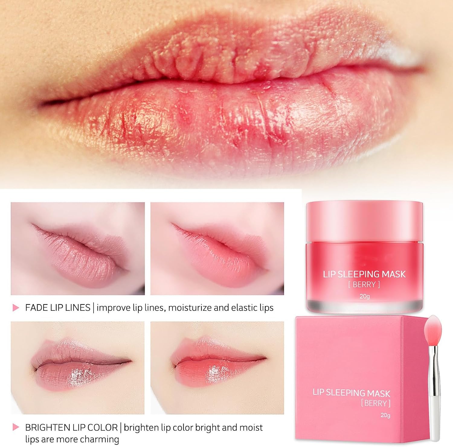 Lip Mask - Lip Sleeping Mask - Lip Sleep Mask Overnight Lip Skincare Lip Oils - Lip Moisturiser for Dry Chapped Peeling Cracked Lips Fades Lip Lines, Lip Balm for Moisture Lip Care Halalzen