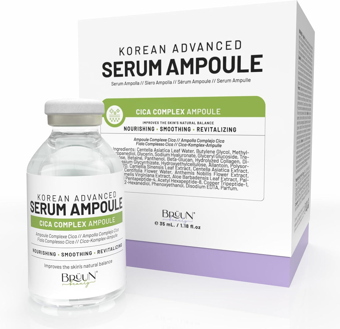 BRÜUN CICA Revival Complex Serum Ampoule – Micro Needling Centella Asiatica Korean Serum Booster for Face and Body to Use with and without Derma Pen Microneedling Skin Care Serum 1.18 fl.oz
