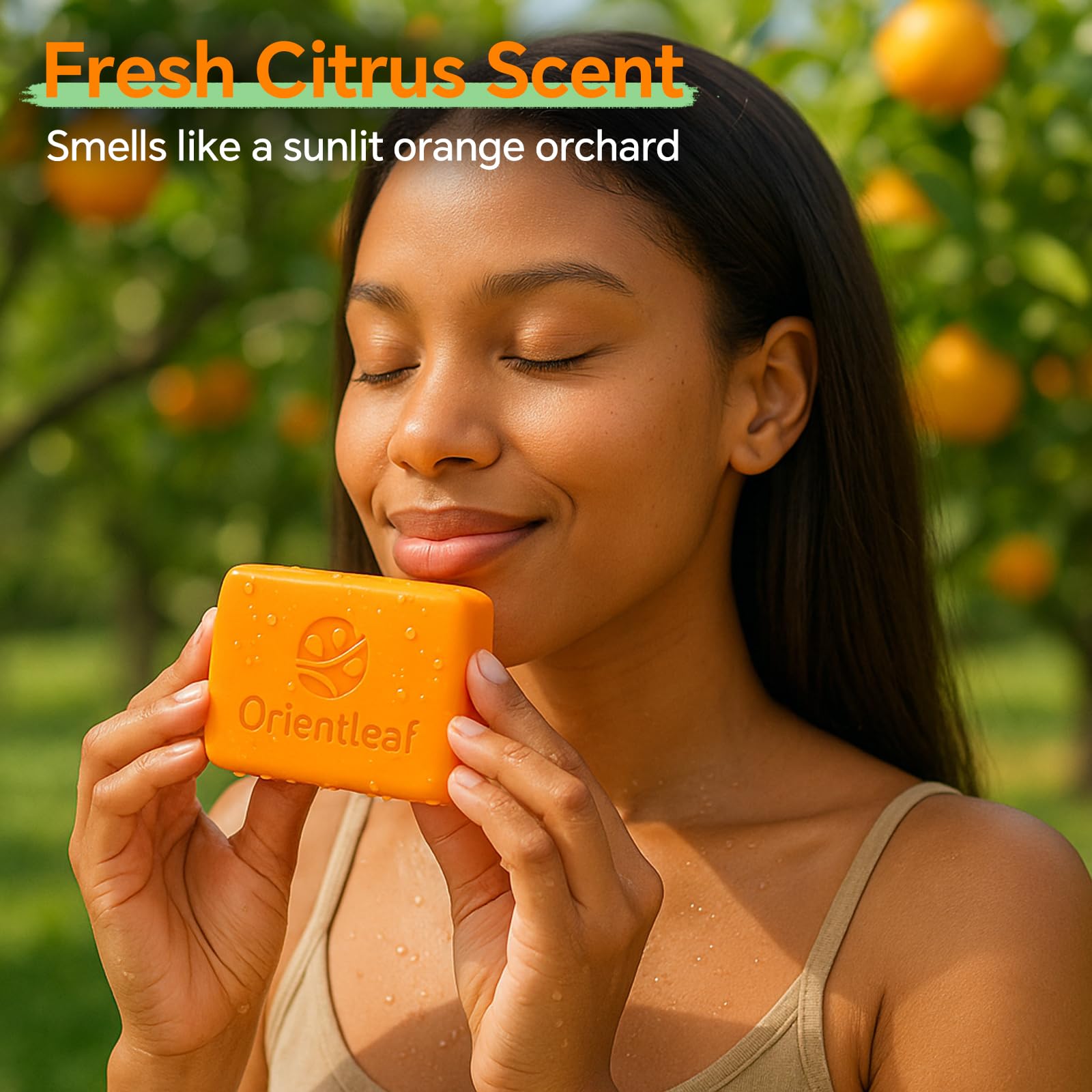 ORIENTLEAF Kojic Acid Soap, Turmeric Soap Bar for Dark Spots, Fresh Citrus Scent, Gentle for Face and Body with Vitamin C, Shea Butter, Retinol, Olive Oil, Collagen (3 PACK) Halalzen
