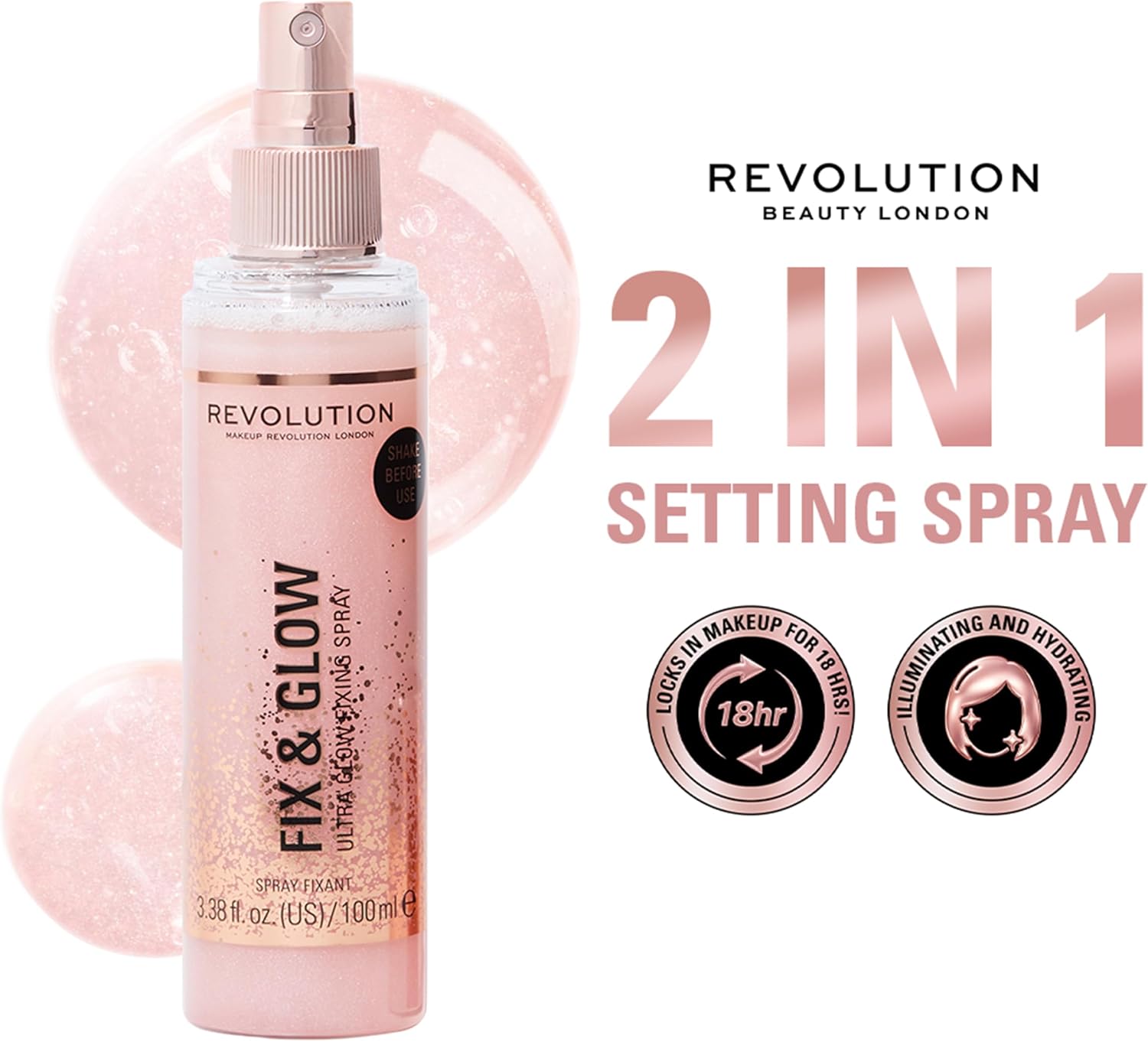 Revolution Beauty Fix & Glow Fixing Spray, Illuminating & Hydrating, Vegan & Cruelty-Free, 100ml Halalzen