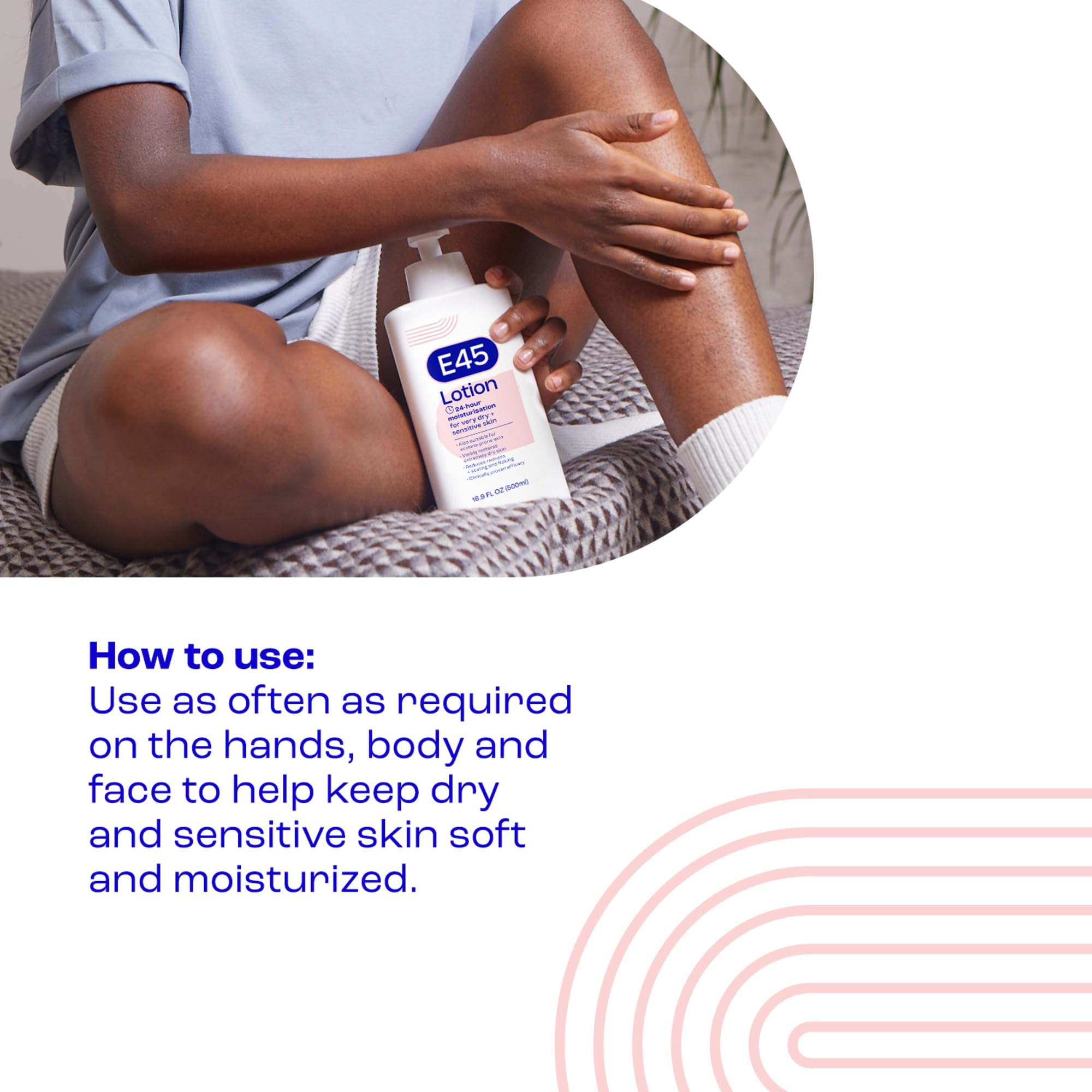 E45 Moisturising Lotion 500 ml for Dry & Sensitive Skin - Long-Lasting Hydration Protect from Dryness, Reduce Redness - Dermatological Body Moisturiser Lotion - Body Lotion - Daily Moisturiser Halalzen