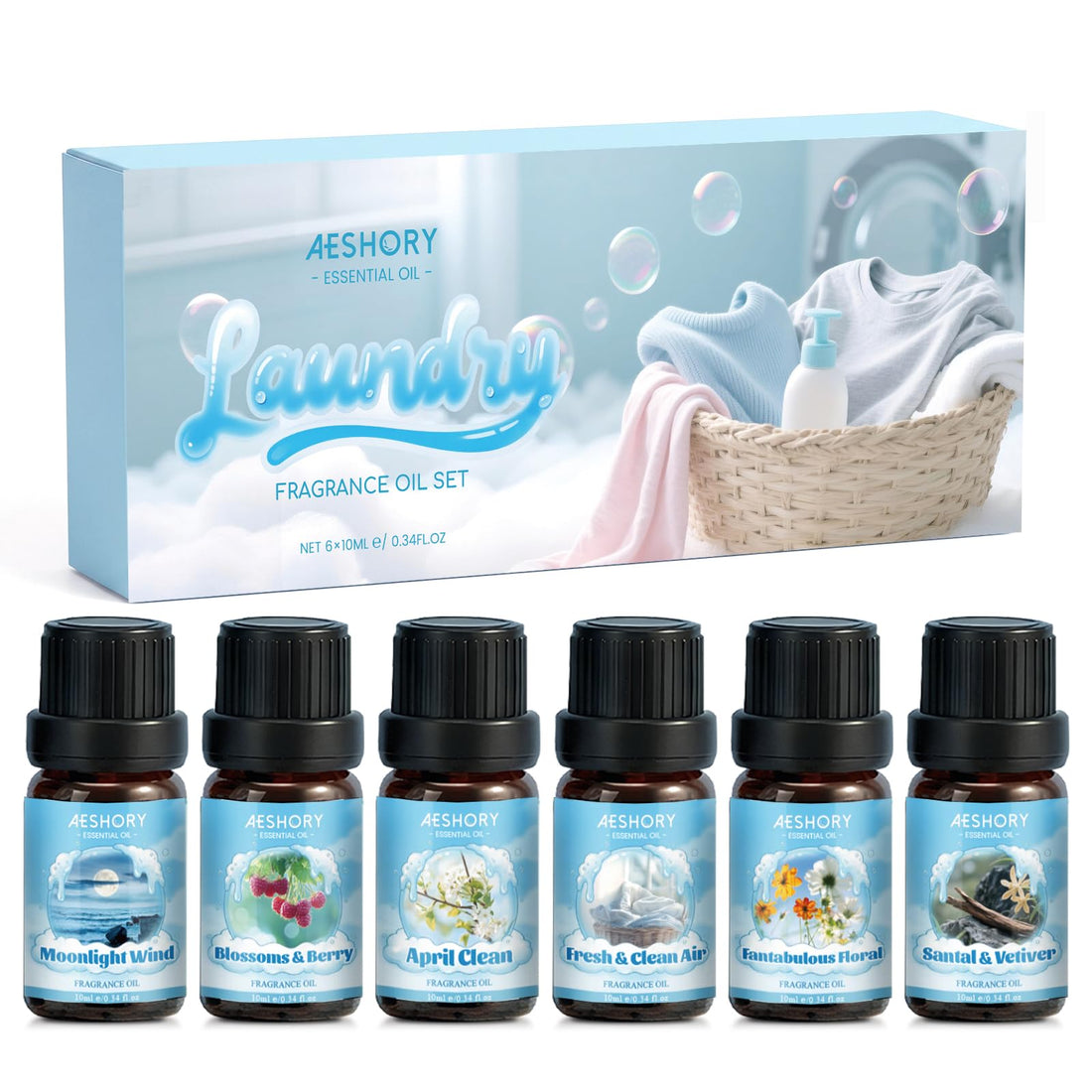 AESHORY 6 x 10ml Hotel Essential Oils Set, Premium Luxury Aroma Oil Scented Oil for Diffuser for Home, Humidifier, Candle Making, Air Freshening