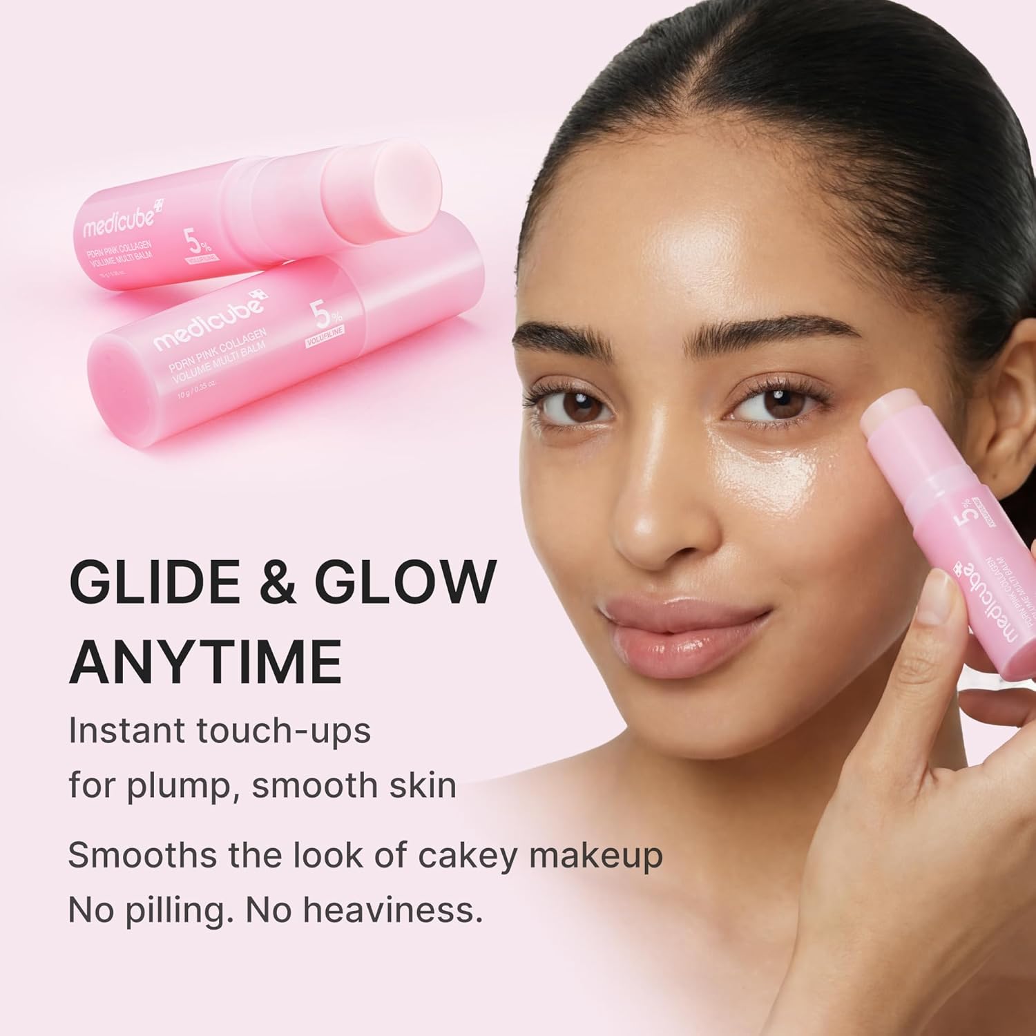 medicube PDRN Pink Collagen Volume Multi Balm Stick | Volufiline, PDRN, NAD, Collagen | Face & Body Balm for Under-Eyes, Neck, Forehead, Smile Lines, Lips | Plumping, Radiance, Line Care | K-Beauty Halalzen