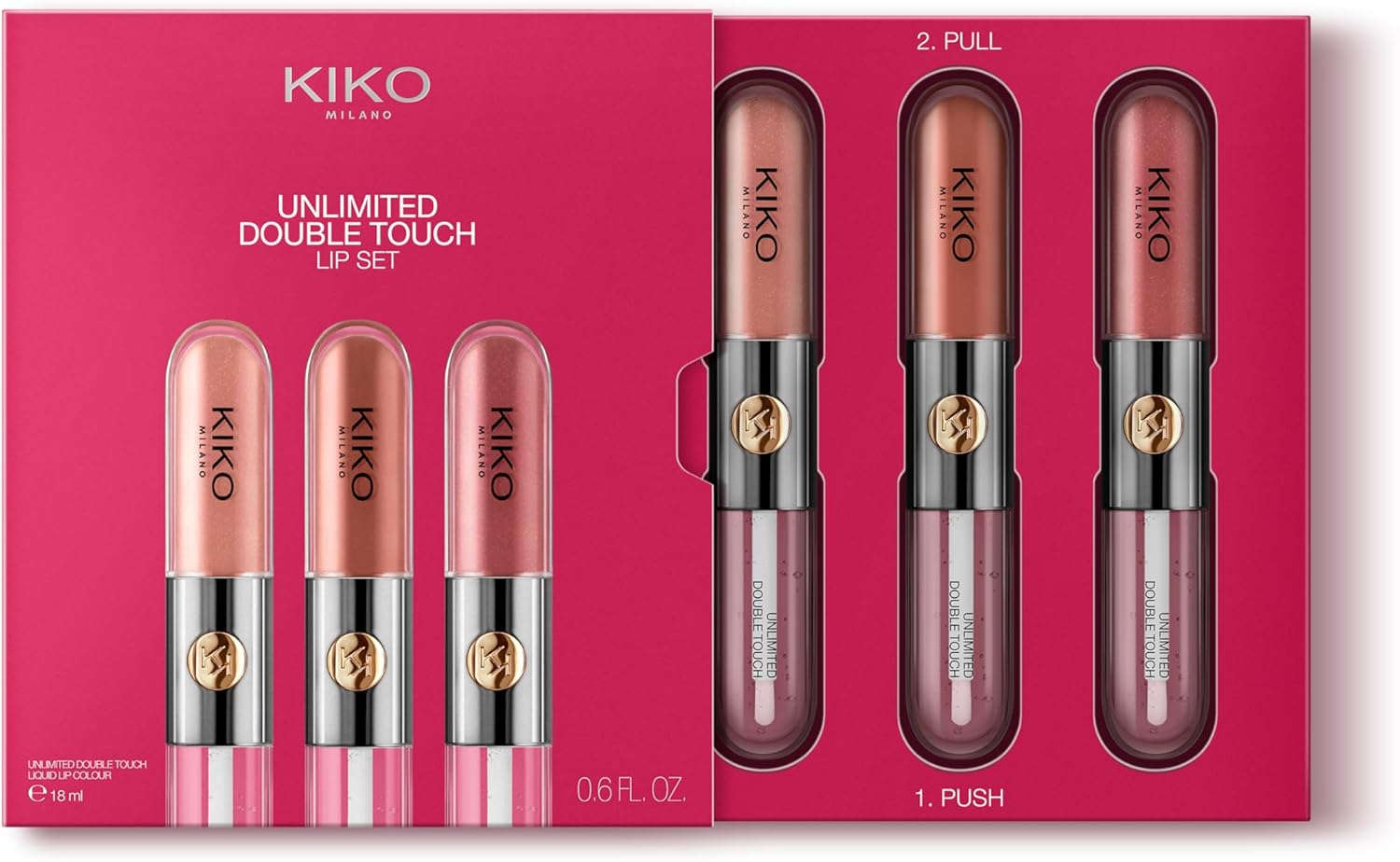KIKO Milano Unlimited Double Touch Lip Set 01 | Lip Kit Containing 3 Two-Step Liquid Lipsticks Halalzen