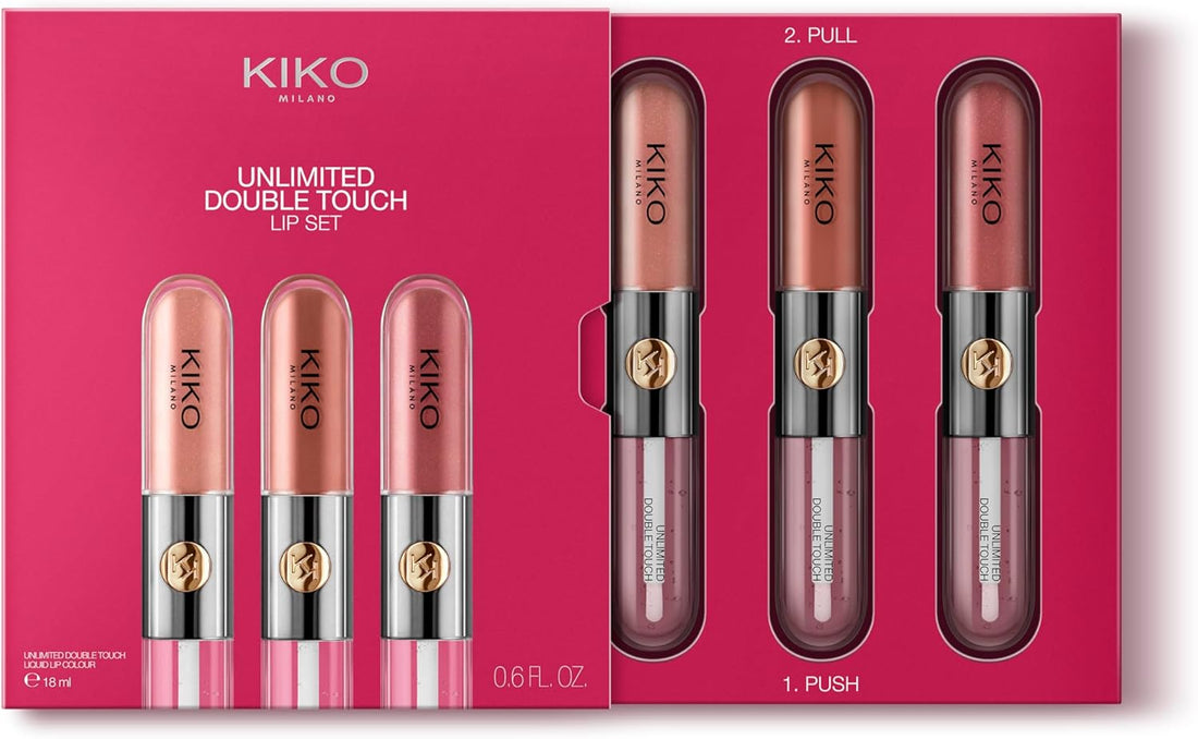 KIKO Milano Unlimited Double Touch Lip Set 01 | Lip Kit Containing 3 Two-Step Liquid Lipsticks Halalzen