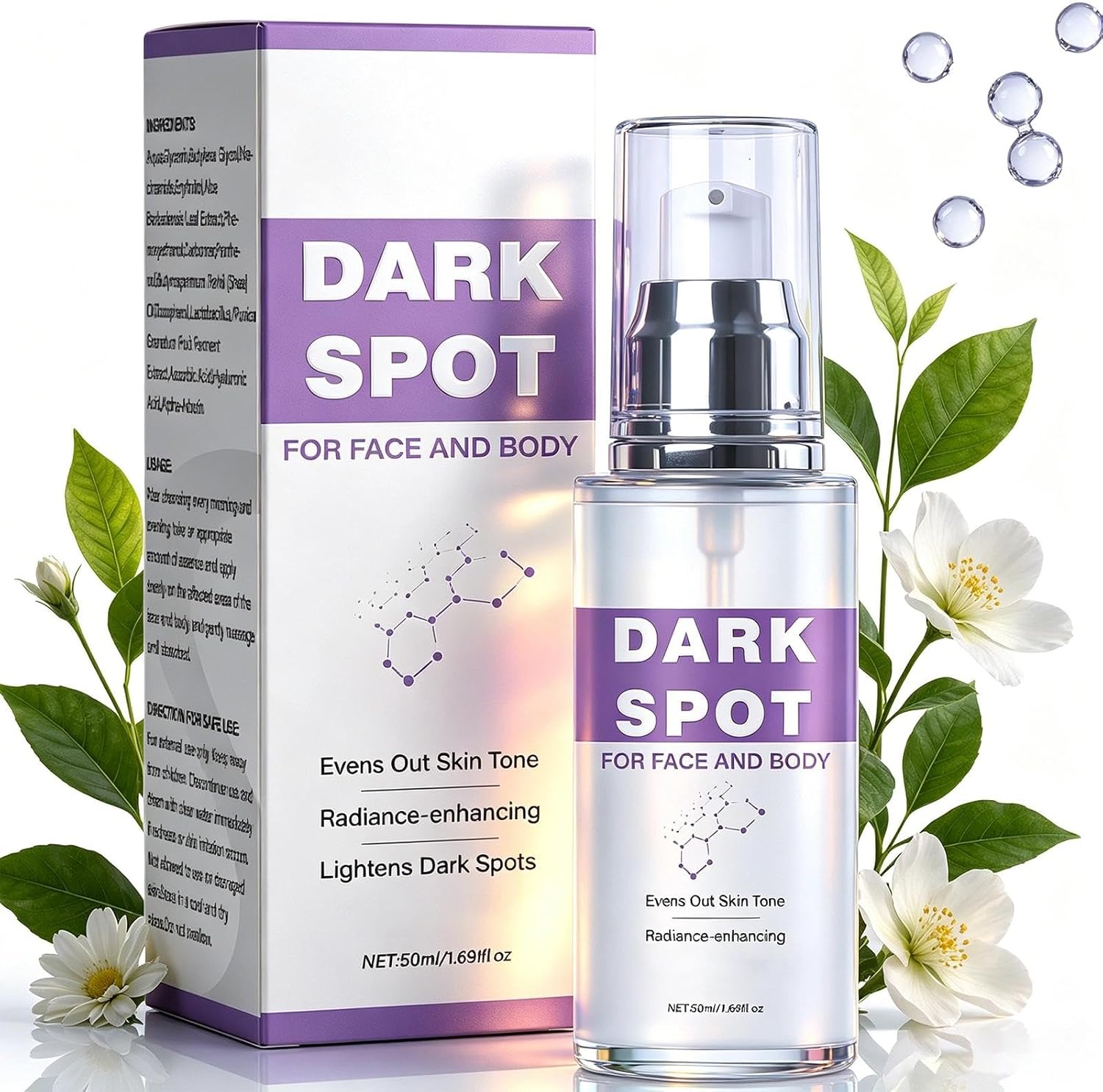 Dark Spot Corrector Cream for Face & Body, Age Spot Remover with Niacinamide & Hyaluronic Acid, Brightening Melasma Cream for Sun Spots & Hyperpigmentation, Evens Skin Tone, 50ml Halalzen
