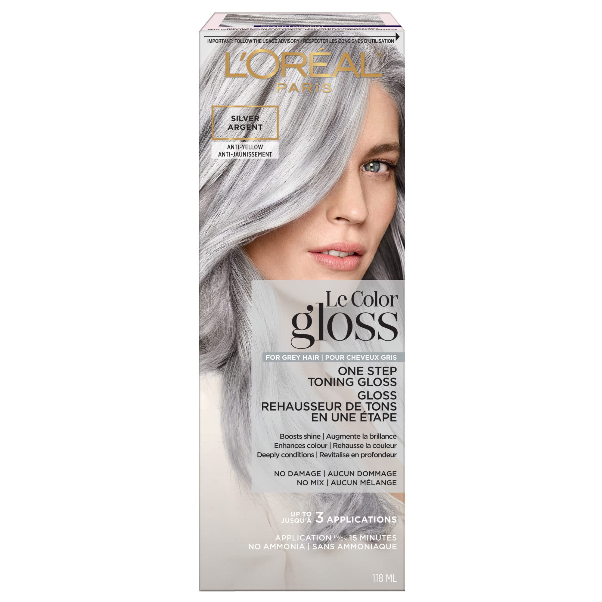 L’Oreal Paris Le Color Gloss One Step In-Shower Toning Hair Gloss for Bleached Hair, Neutralizes Brass, Conditions & Boosts Shine, Platinum Pearl, 4 Ounce