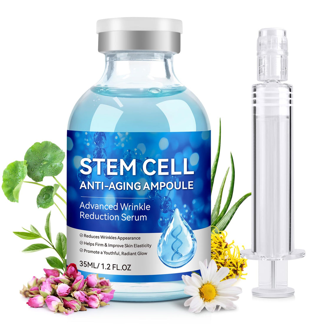 Stem Cell Serum for Face, Stem Cell Anti-Aging Ampoule, Anti Aging Smooth Nourish & Moisturize Skin Serum-1.2 fl.oz(2PCS)