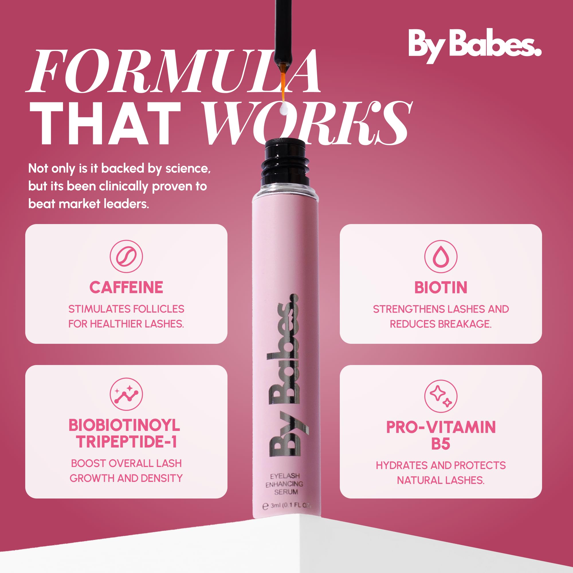 ByBabes Lash CEO Eyelash Growth Serum | Prostaglandin-Free Rapid Brow & Lash Serum For Growth, Lift & Thickness | See Fuller Looking, Healthier Eyebrows & Eyelashes In 4-6 Weeks | UK Made