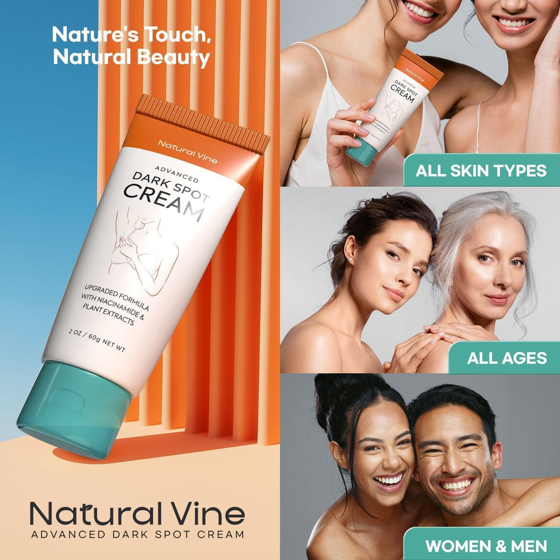 Natural Vine Dark Spot Corrector: Dark Spot Remover for Face Body in 4-8 Weeks - Instant Concealing & Age Brown Sun Faded Spot Remover Melasma Freckles Correcting with Niacinamide for Women & Men 60g Halalzen