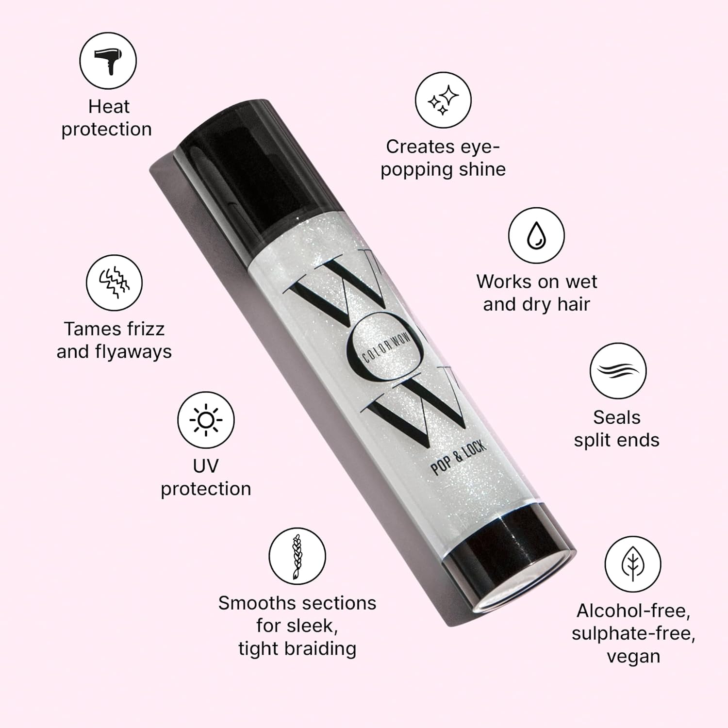 COLOR WOW Pop & Lock Anti-Frizz Hair Serum: Prevent Colour Fade, Temporarily Seal Split Ends, and Add Gloss - Get Silky, Shiny Hair!