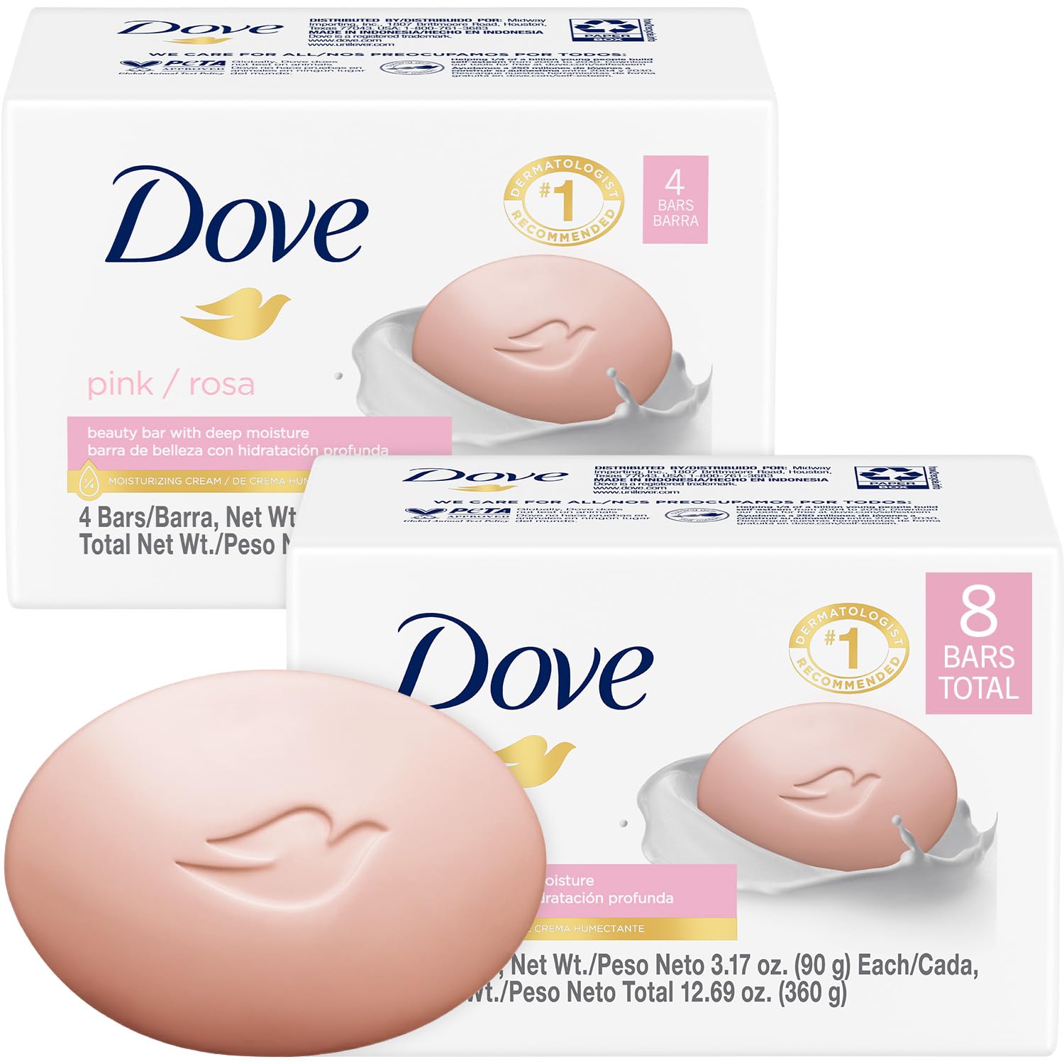 Dove Beauty Bar Soap Shea Butter, 8 Bars for Nourished, Radiant Skin, Enriches Skin 3.75 oz