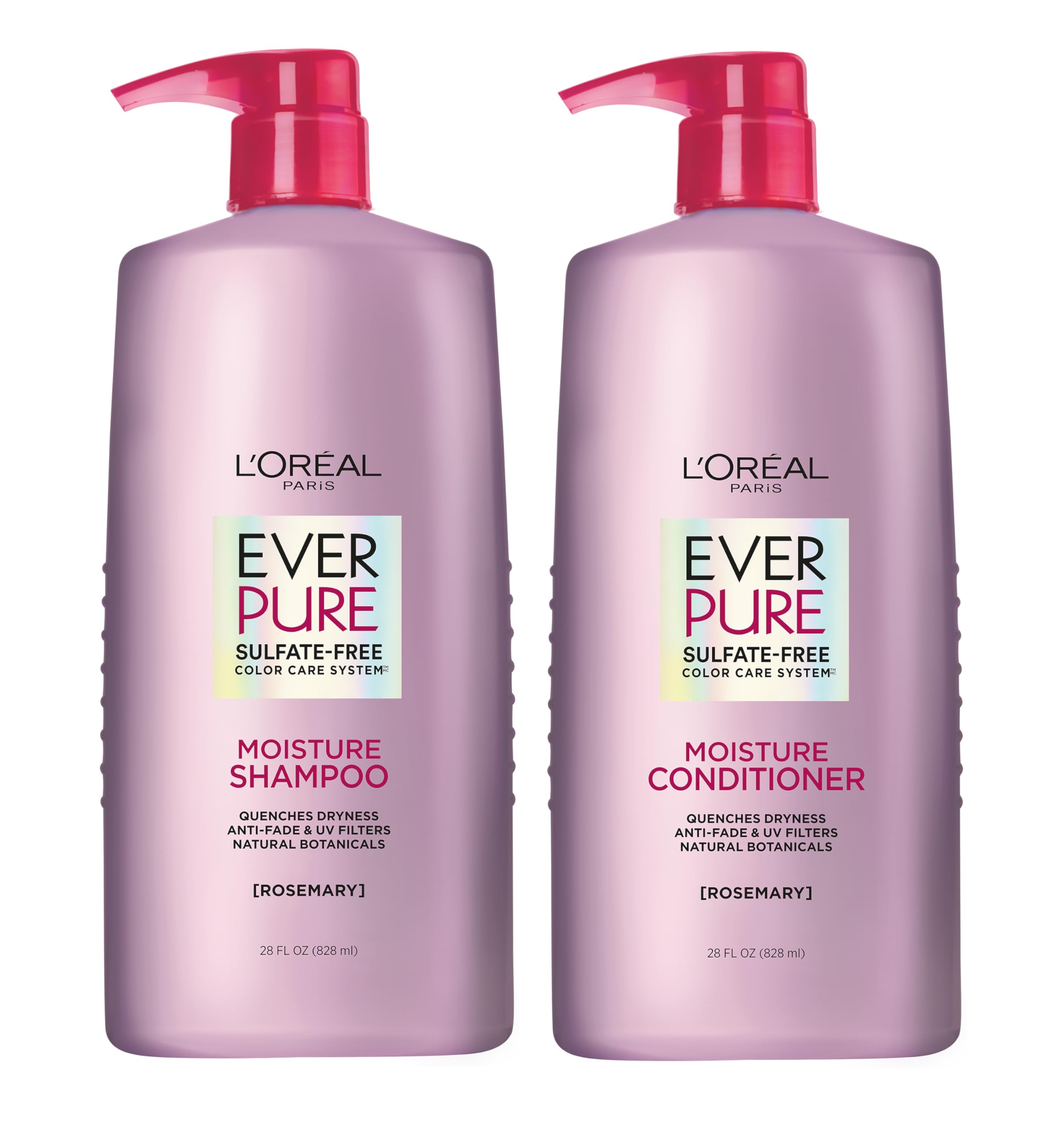 L'Oreal Paris Moisture Sulfate Free Shampoo and Conditioner Set, Hair Care for Color-Treated Hair with Rosemary Botanicals, EverPure, 1 Kit Halalzen