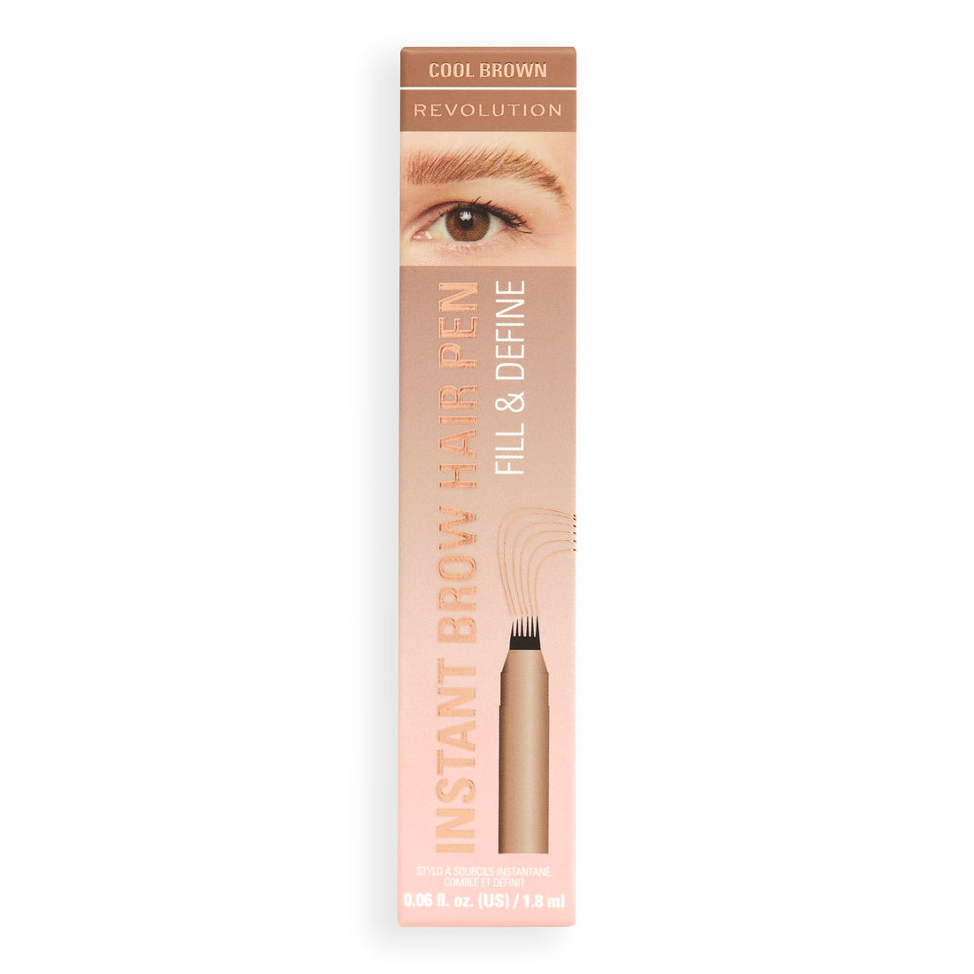 Revolution, Instant Brow Hair Pen, Precision Applicator for Hair-Like Strokes, Long-Lasting Eyebrow Pen, Dark Brown, Vegan & Cruelty-Free, 1.8ml