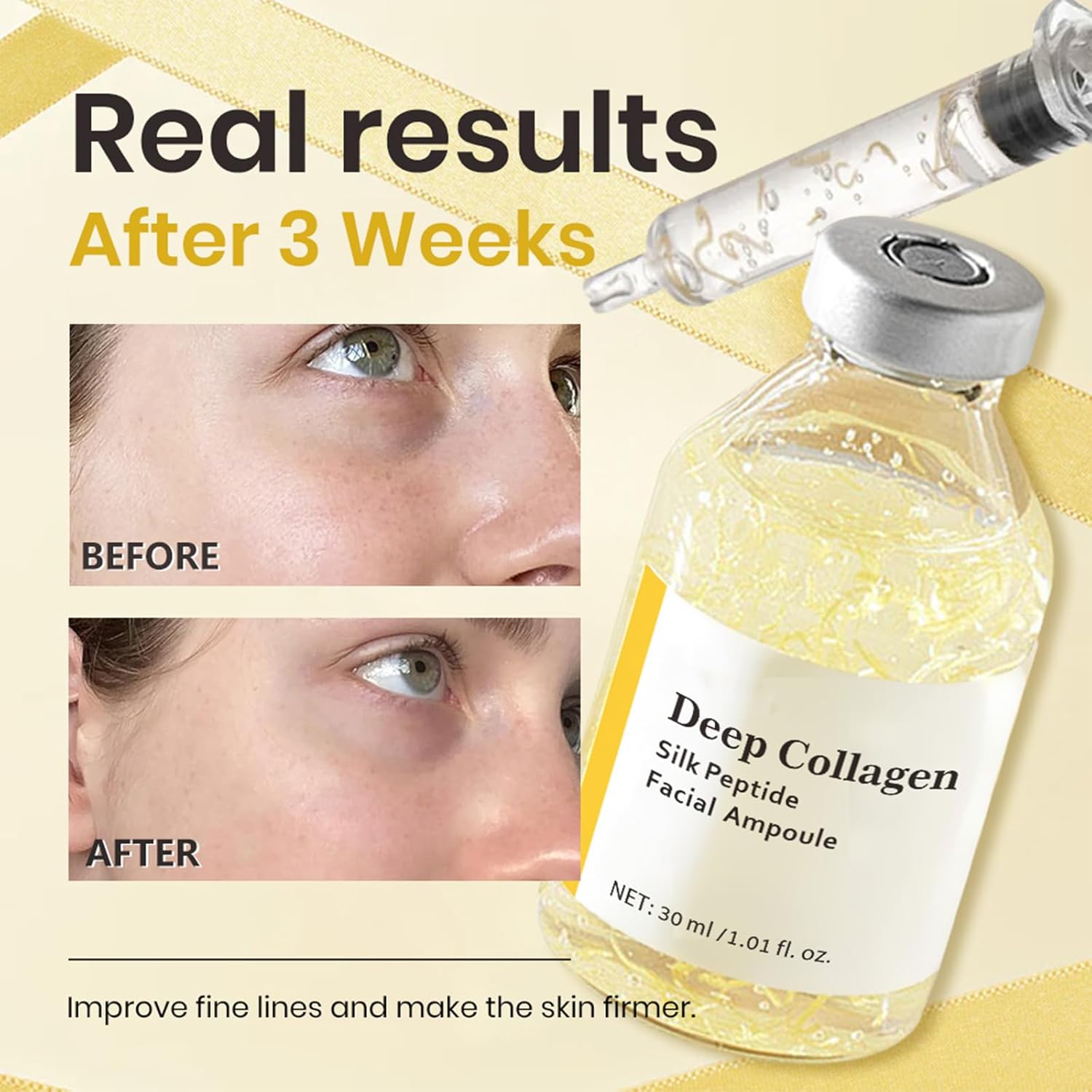2PCS Silk Peptide Intensive Lifting Ampoule & PDRN Collagen Stem Cell Ampoule, Deep Collagen Silk Peptide Intensive Lifting Ampoule, Instant Fine Lines Smoothing, Hydrating, Skin Tightening & Firming