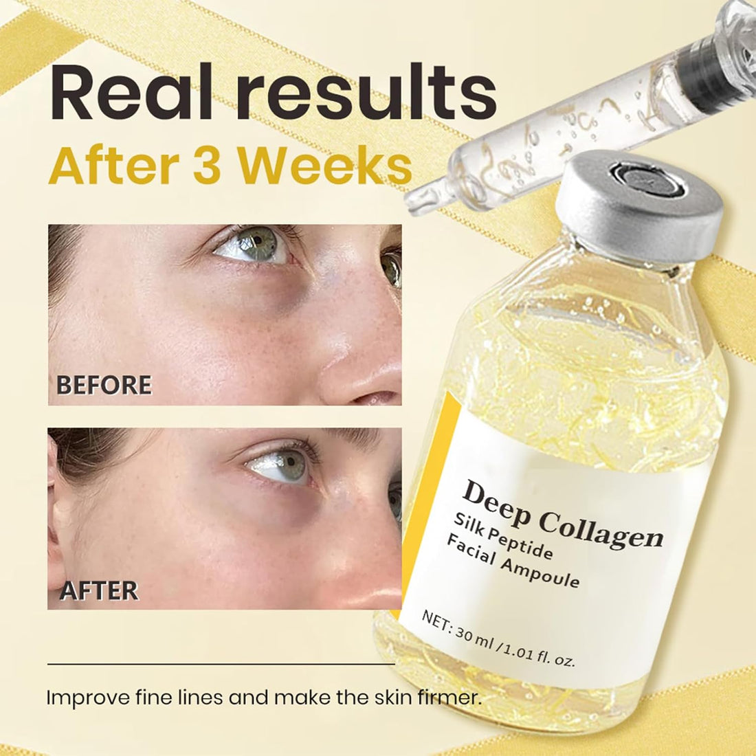 2PCS Silk Peptide Intensive Lifting Ampoule & PDRN Collagen Stem Cell Ampoule, Deep Collagen Silk Peptide Intensive Lifting Ampoule, Instant Fine Lines Smoothing, Hydrating, Skin Tightening & Firming