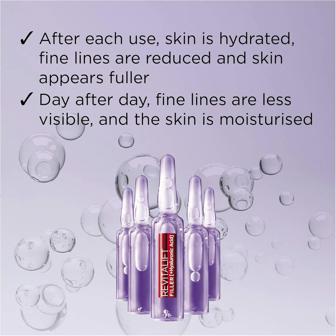 L'Oreal Paris Revitalift Filler Replumping Hyaluronic Acid Ampoules, Intensive 7-Day Treatment To visibly Smooth, Replump Skin & Reduce Fine Lines, 7 x 1.3ml