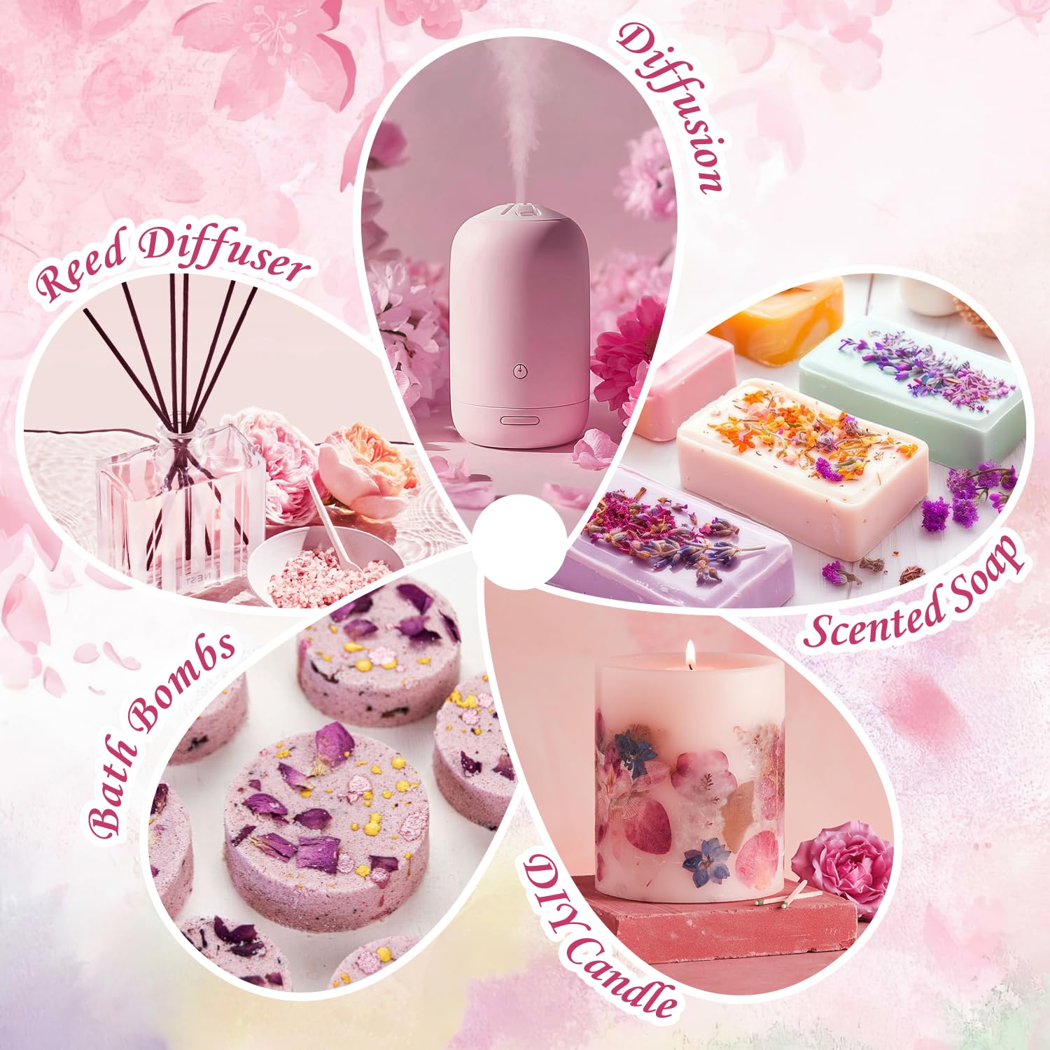 SALUBRITO Clean Essential Oils Set, Fresh Cotton, Clean Home, Fresh Linen, Soft Powder, Blossom Soap, Mint Scented Oils for for Diffuser, Candle, Soap Making