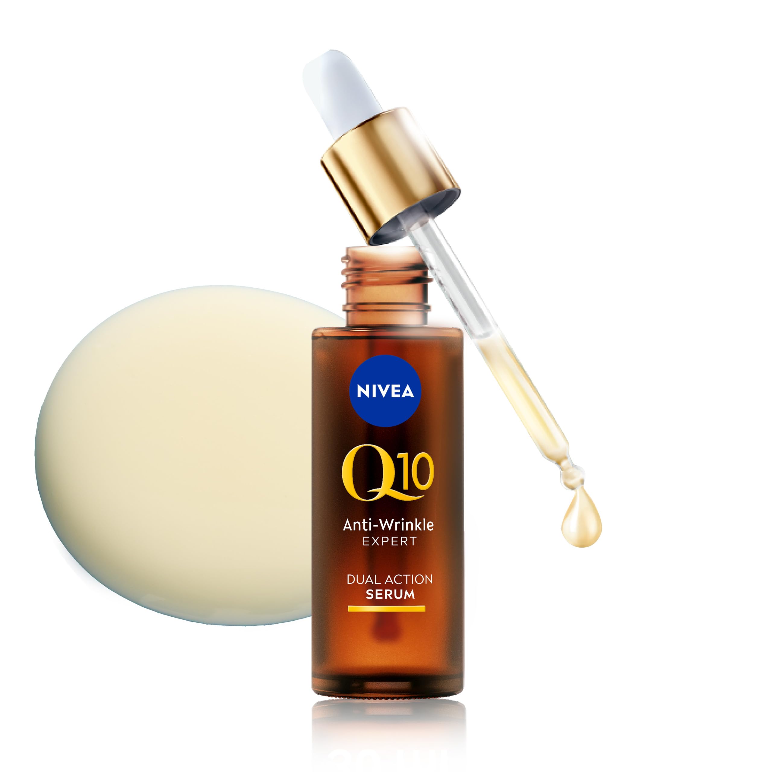 NIVEA Q10 Anti-Wrinkle Expert Dual Action Face Serum (30ml), Anti Ageing Face Serum for Women with Pure Q10, Moisturiser to Visibly Reduce and Prevent Wrinkles