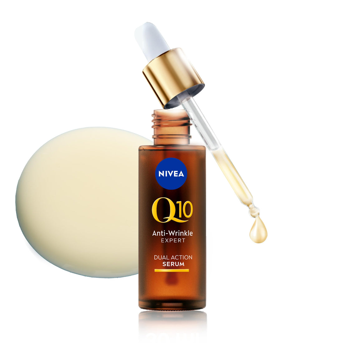 NIVEA Q10 Anti-Wrinkle Expert Dual Action Face Serum (30ml), Anti Ageing Face Serum for Women with Pure Q10, Moisturiser to Visibly Reduce and Prevent Wrinkles