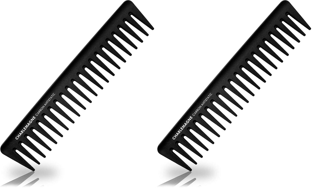 Charlemagne Carbon Fibre Hair Comb - Fine Tooth Mens Comb, 1 Pack - Carbon Cutting & Styling Tool for Men - Antistatic Grooming for Hair & Beard - Curl Detangling Tool for Mens Thick & Fine Locks Halalzen