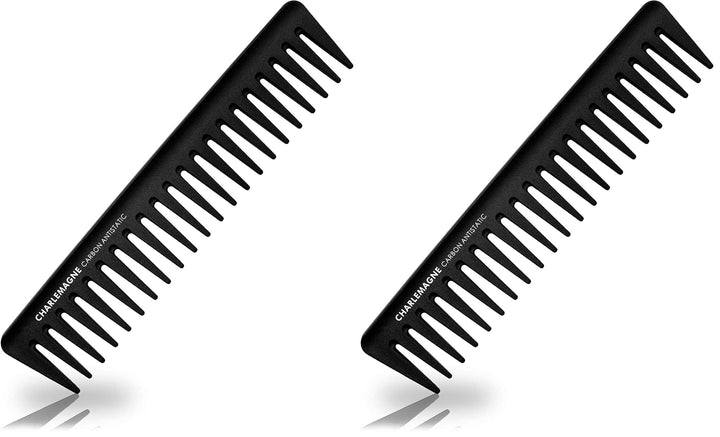 Charlemagne Carbon Fibre Hair Comb - Fine Tooth Mens Comb, 1 Pack - Carbon Cutting & Styling Tool for Men - Antistatic Grooming for Hair & Beard - Curl Detangling Tool for Mens Thick & Fine Locks Halalzen