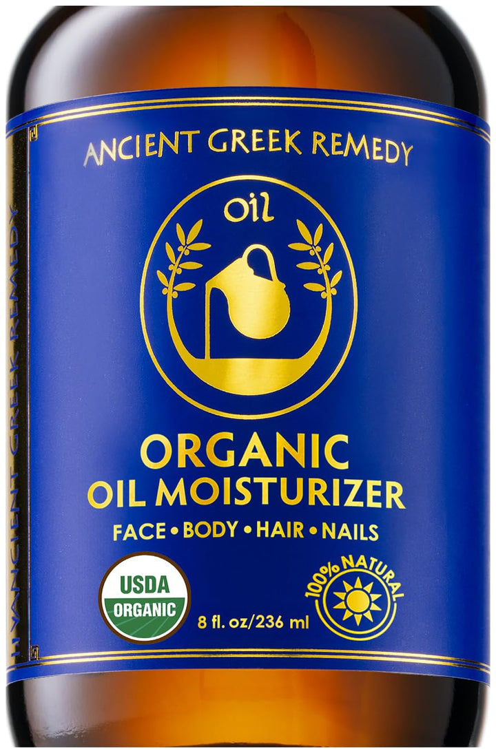 Ancient Greek Remedy Body Oil - Organic After Shower Face Oil & Body Moisturizer for Dry Skin - Almond, Jojoba, Olive, Lavender, Vitamin E Oils - Natural Clean Facial Skincare for Women & Men 4 oz