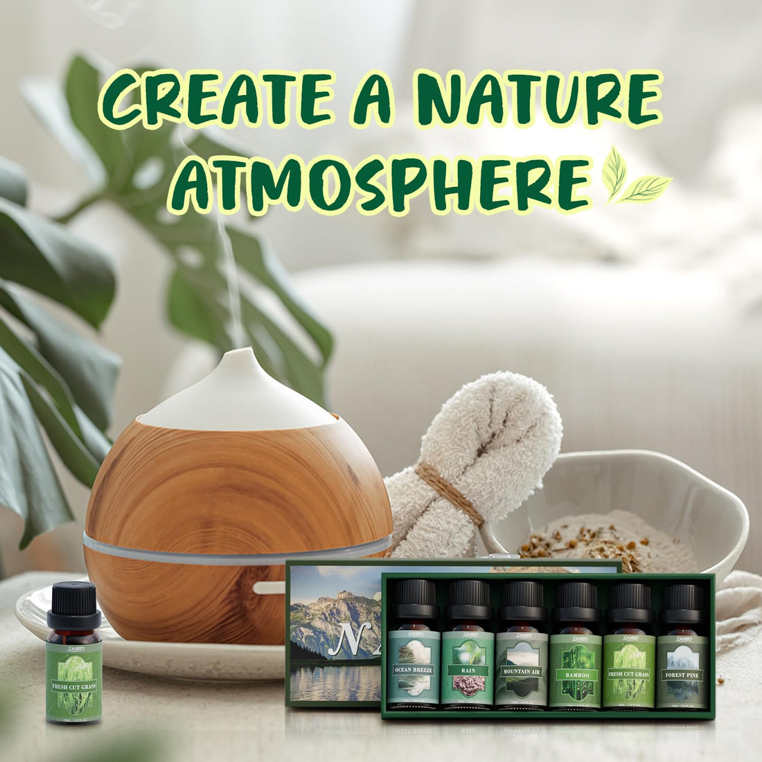 SALUBRITO Clean Essential Oils Set, Fresh Cotton, Clean Home, Fresh Linen, Soft Powder, Blossom Soap, Mint Scented Oils for for Diffuser, Candle, Soap Making