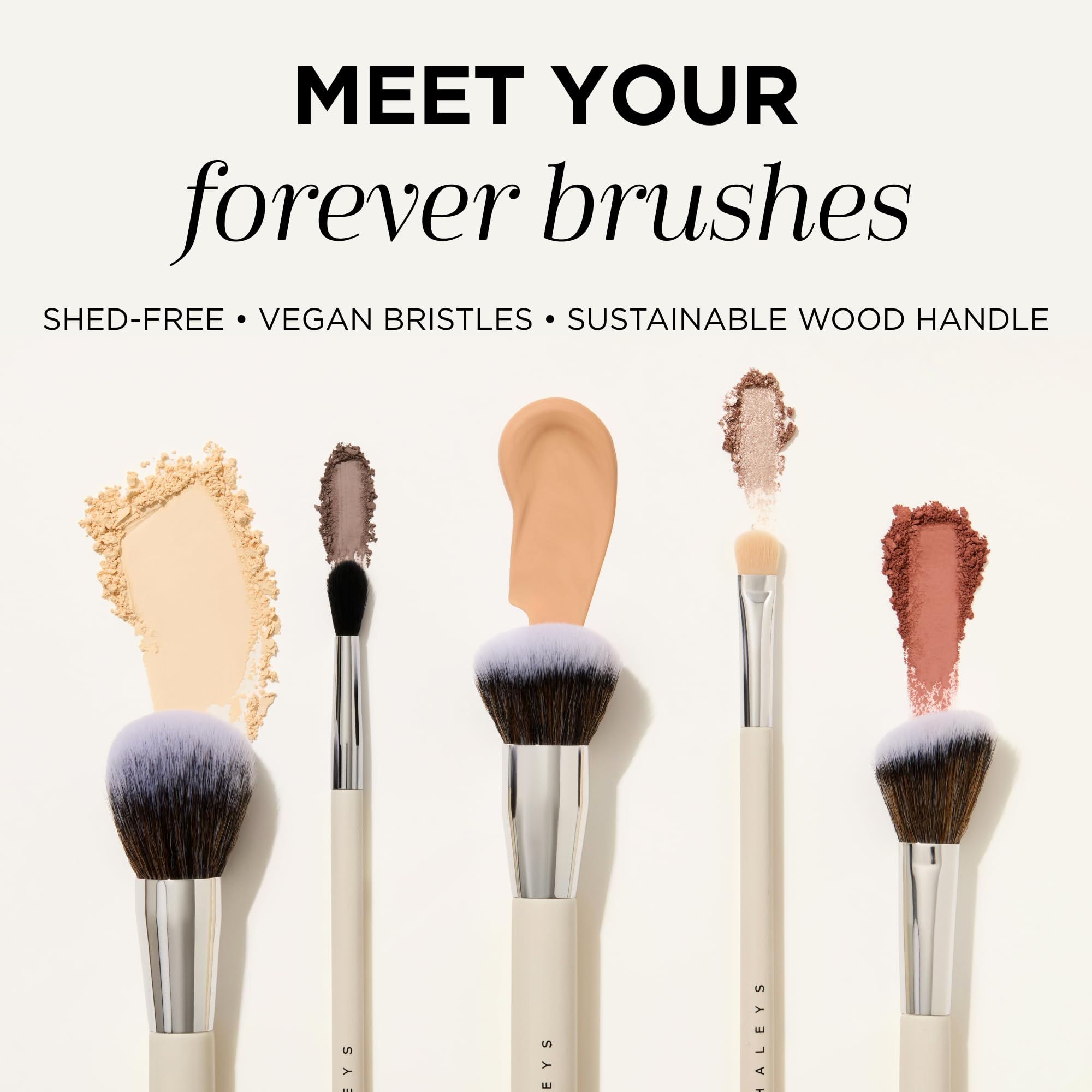 Haleys Beauty Kabuki Foundation Brush For Applying Powder, Foundation, Bronzer, Blush, and Mineral Make up, Soft Bristles, Seamless Blending, Makeup Brushes Essential, Vegan & Cruelty Free