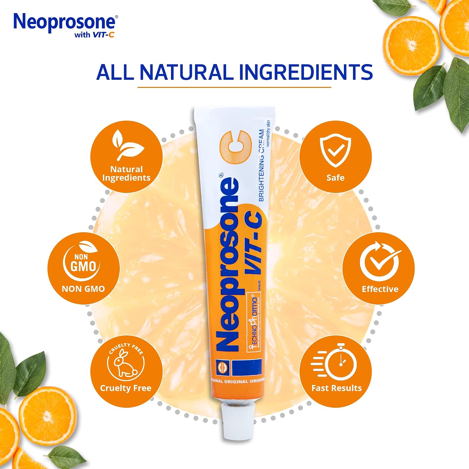 Neoprosone, Skin Brightening Cream - 1.7 fl oz / 50g - Helps to Fade Dark Spots on Face, Armpit, Elbows, Knees and Neck - with Vitamin C and Alpha Arbutin Complex