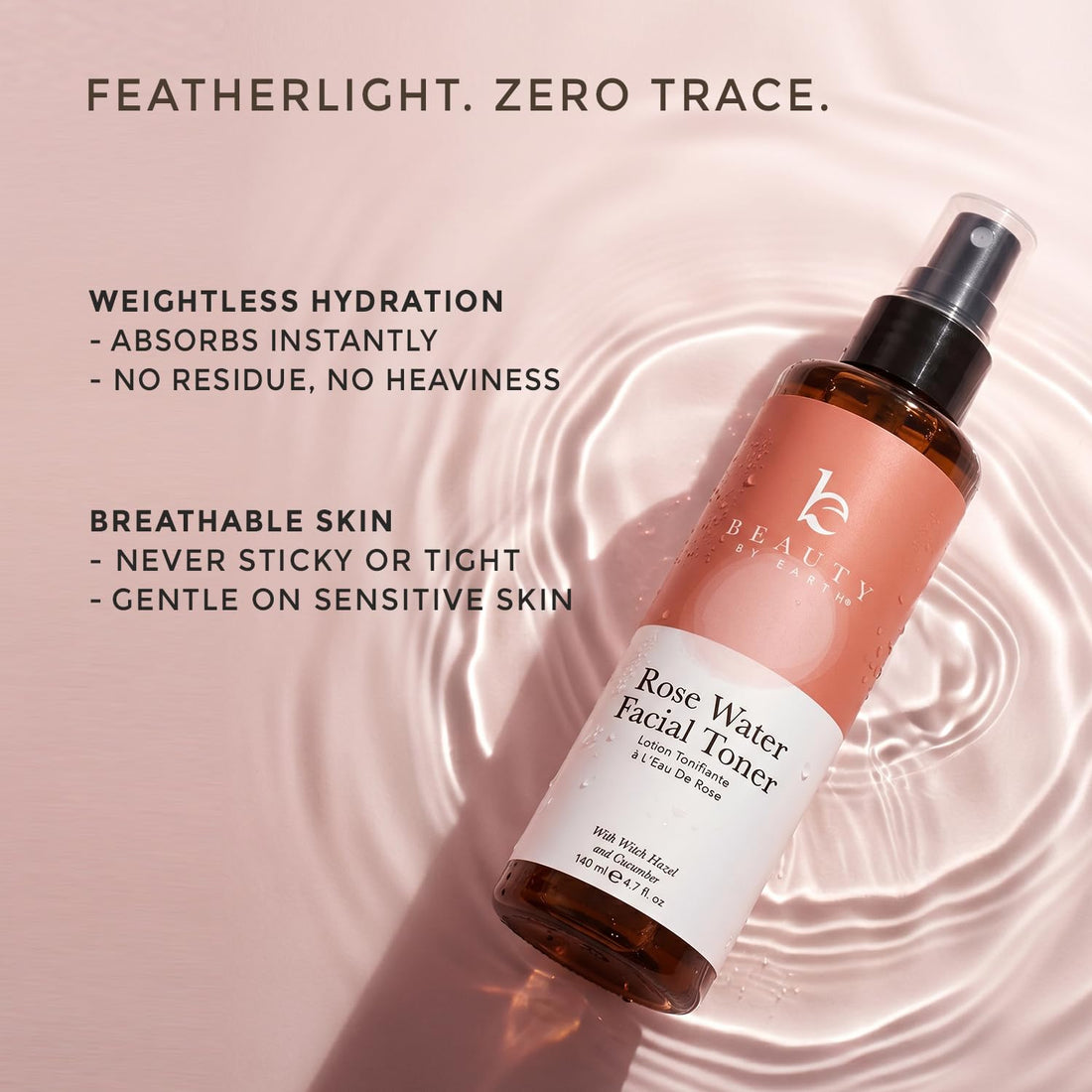 Spray d'eau de rose pour le visage - Fabriqué aux États-Unis avec des ingrédients naturels et biologiques hydratants pour une peau éclatante, tonique à l'eau de rose sans alcool avec hamamélis et glycérine pour peaux sèches et sensibles