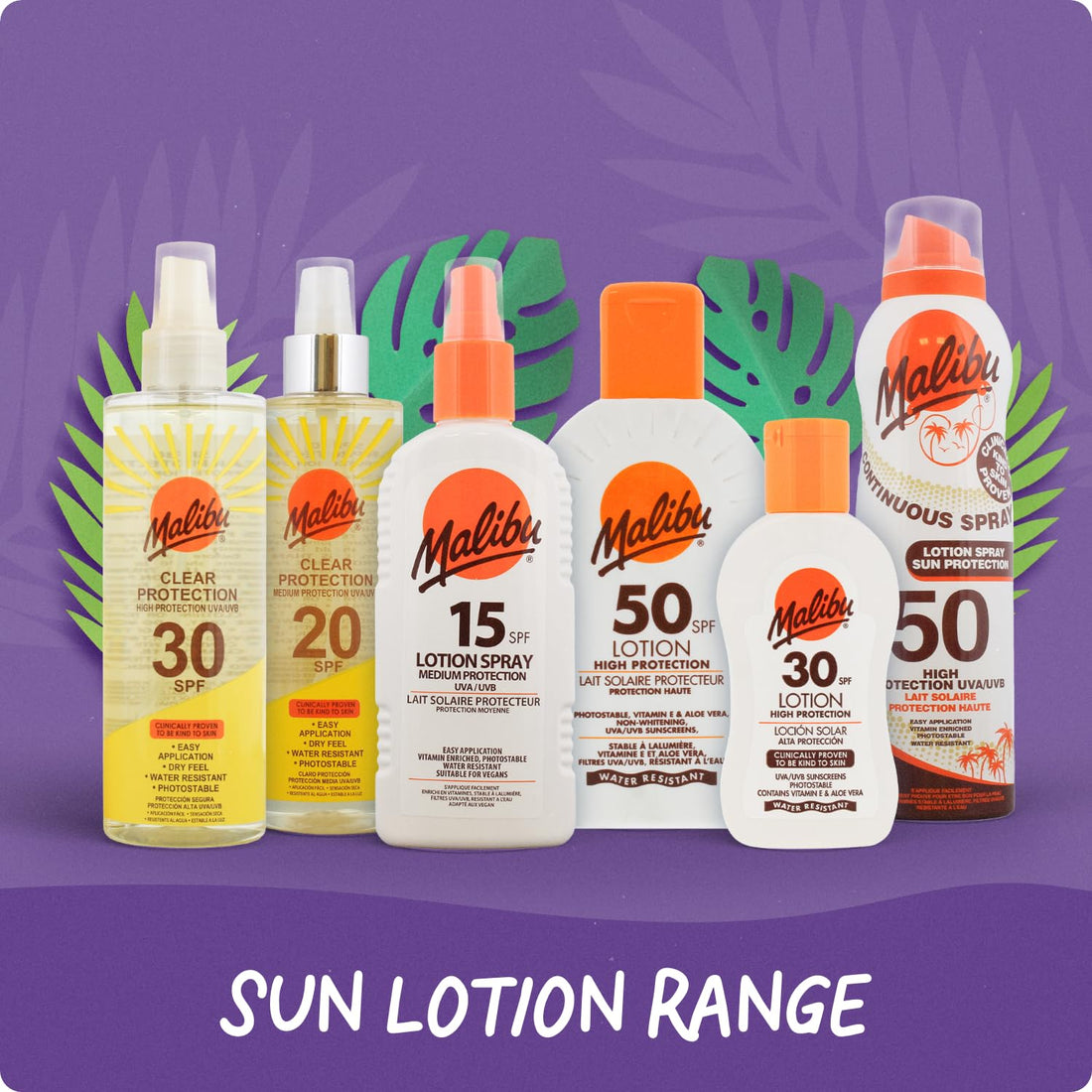 Malibu Sun SPF 30 Lotion Spray, High Protection Sun Cream Spray, Vitamin Enriched Moisturising Sunscreen Lotion for Body, Water Resistant, 200ml