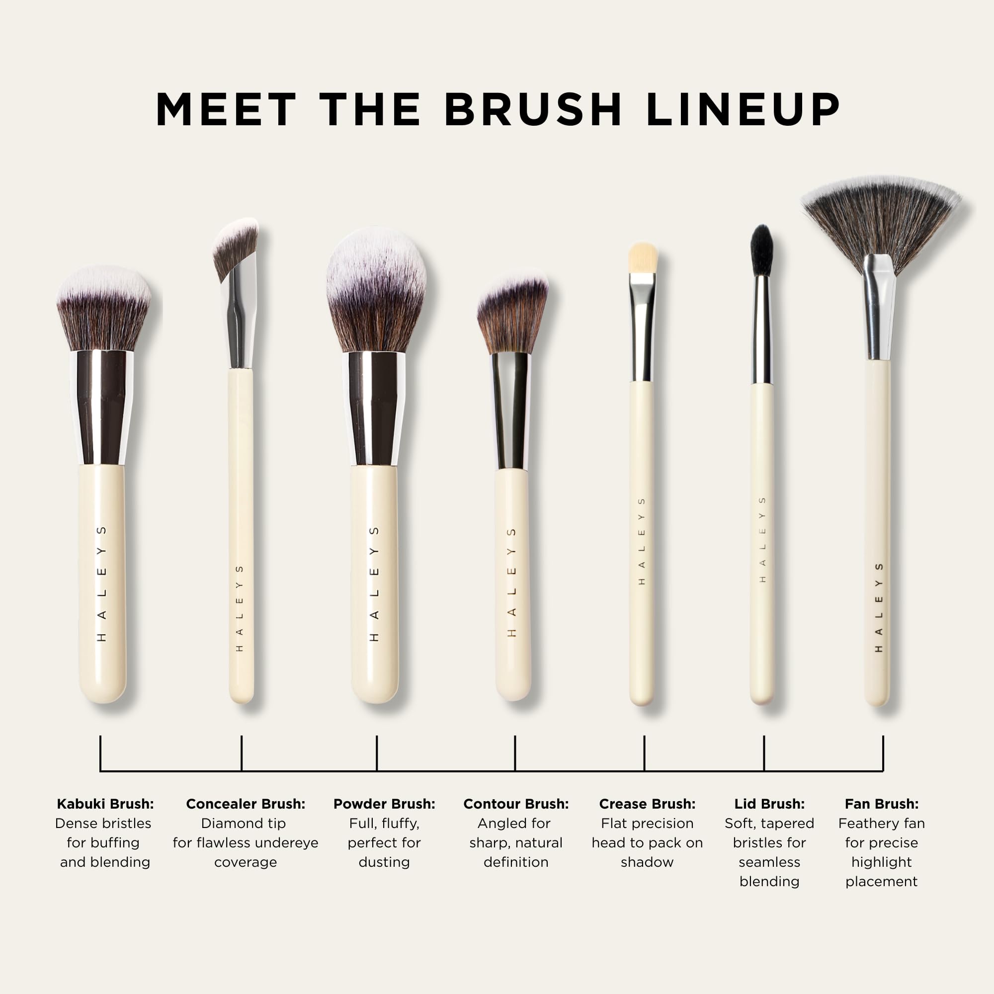 Haleys Beauty Kabuki Foundation Brush For Applying Powder, Foundation, Bronzer, Blush, and Mineral Make up, Soft Bristles, Seamless Blending, Makeup Brushes Essential, Vegan & Cruelty Free