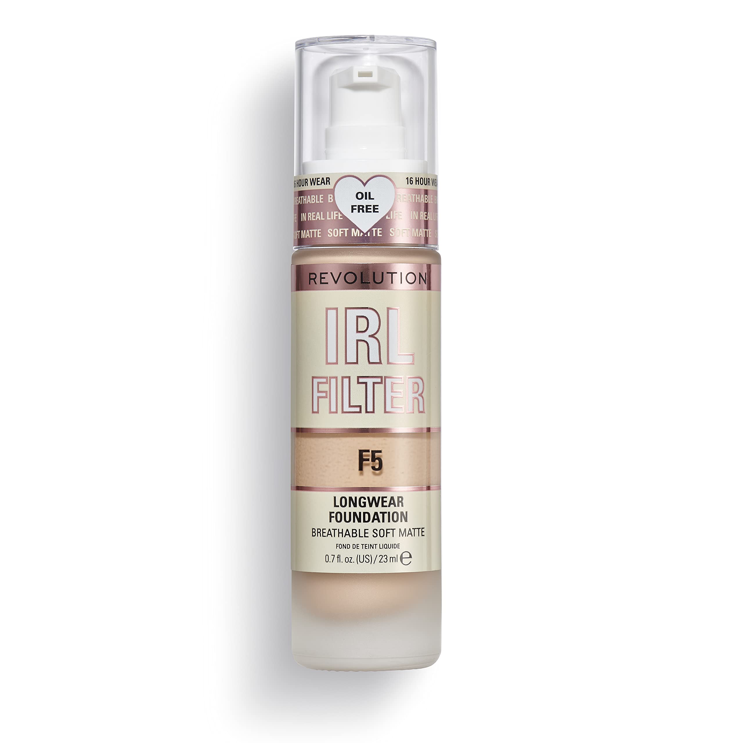 Makeup Revolution IRL Filter, Longwear Foundation, Medium to Full Coverage, Matte Finish, 16 Hour Wear, F5, Fair To Light Skin Tones, 23ml Halalzen
