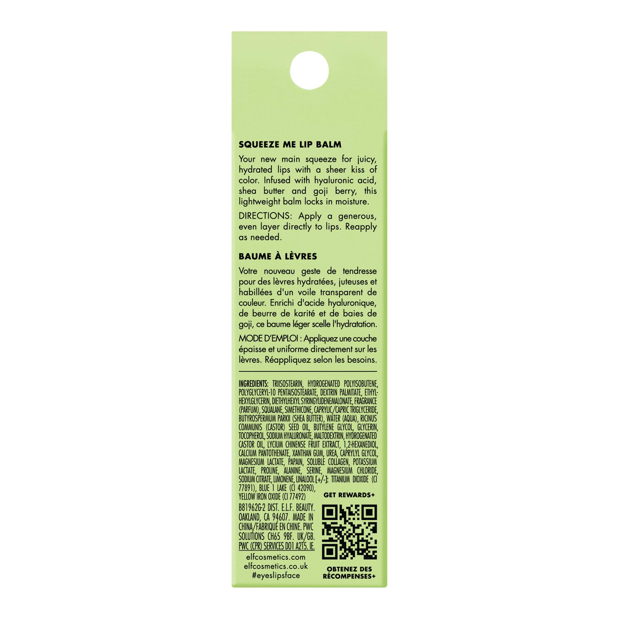e.l.f. Squeeze Me Lip Balm, Moisturising Lip Balm For A Sheer Tint Of Colour, Infused With Hyaluronic Acid, Vegan & Cruelty-free, Strawberry