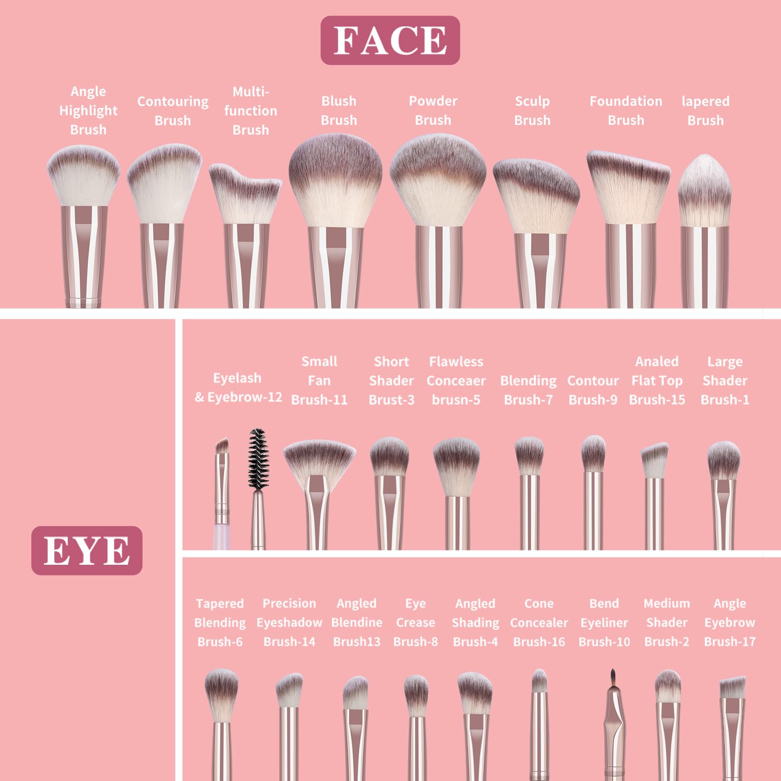 MAANGE Makeup Brushes 42 Pcs Makeup Tool Set, Multi-functional Brushes Kit Premium Synthetic Brush Make up Brush Set for Women, Black Halalzen