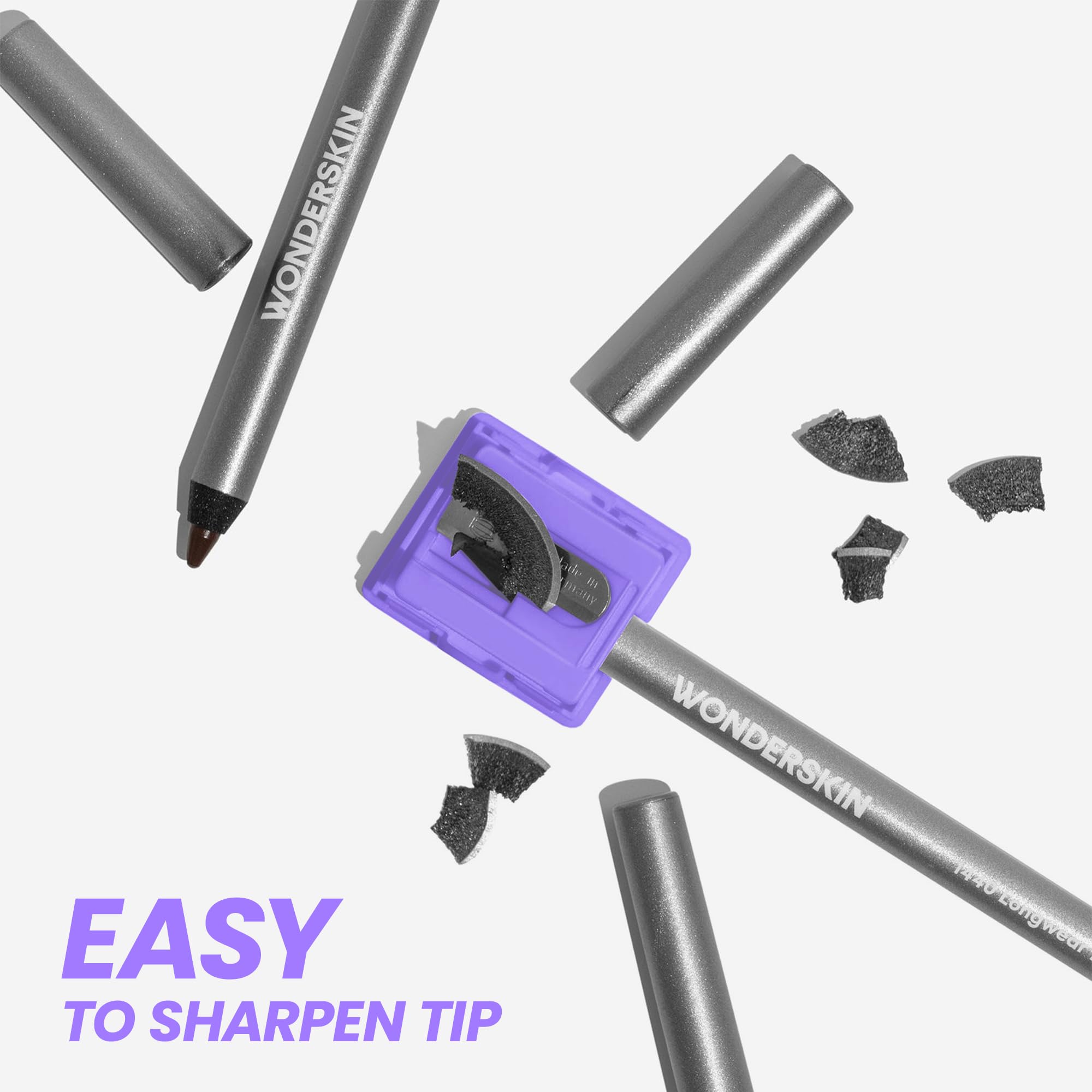 Wonderskin 1440 Longwear Purple Eyeliner Pencil - Waterproof, Sharpenable Eyeliner Pencil and Smudge Proof Blue Purple Eye Liner Pencils (Blueberry) Halalzen