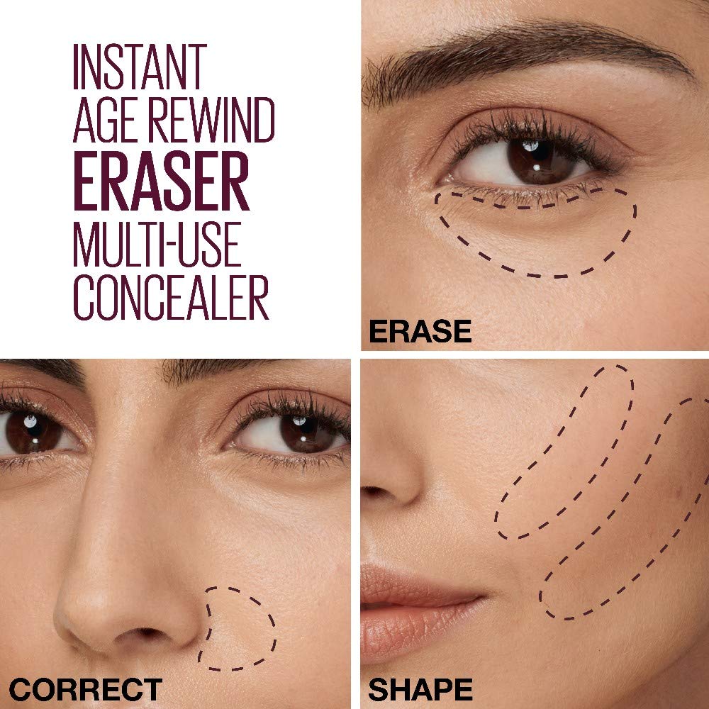 Maybelline Instant Anti-Age Eraser Eye Concealer for Face, Dark Circles, Blemish & Fine Lines Concealer, Full Coverage, Dermatologist Tested, Suitable for Sensitive Skin, Shade: 00 Ivory Halalzen