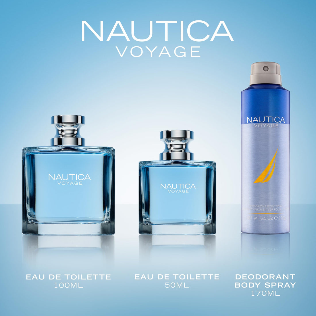 Nautica Voyage Eau De Toilette, Cologne et Parfum Pour Homme, Senteur Fraîche, Romantique, Fruitée avec des Notes Boisées et Aquatiques de Pomme, Lotus d'eau, Bois de Cèdre et Musc Idéal pour un Usage Quotidien, Longue Tenue 98 ml