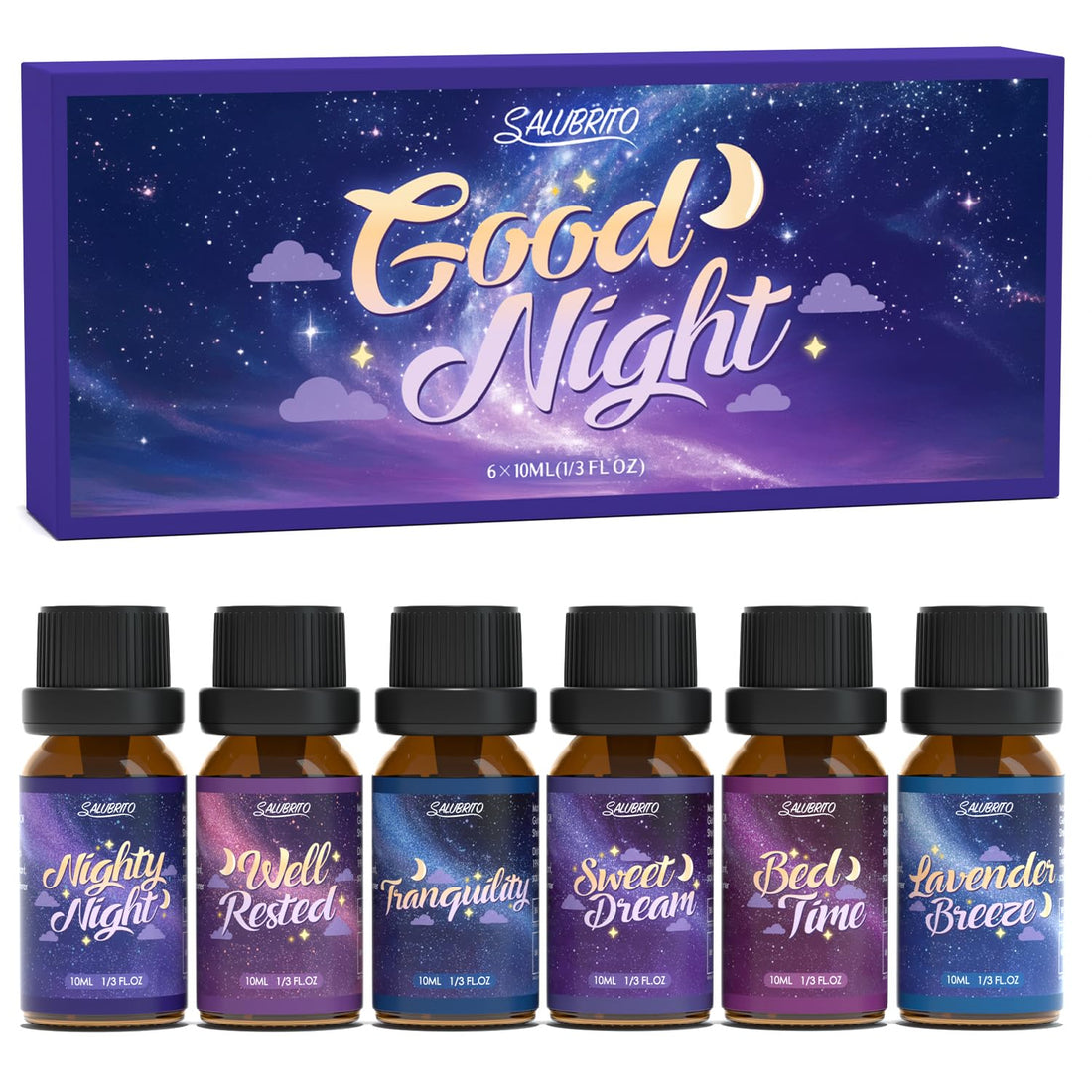 SALUBRITO Clean Essential Oils Set, Fresh Cotton, Clean Home, Fresh Linen, Soft Powder, Blossom Soap, Mint Scented Oils for for Diffuser, Candle, Soap Making