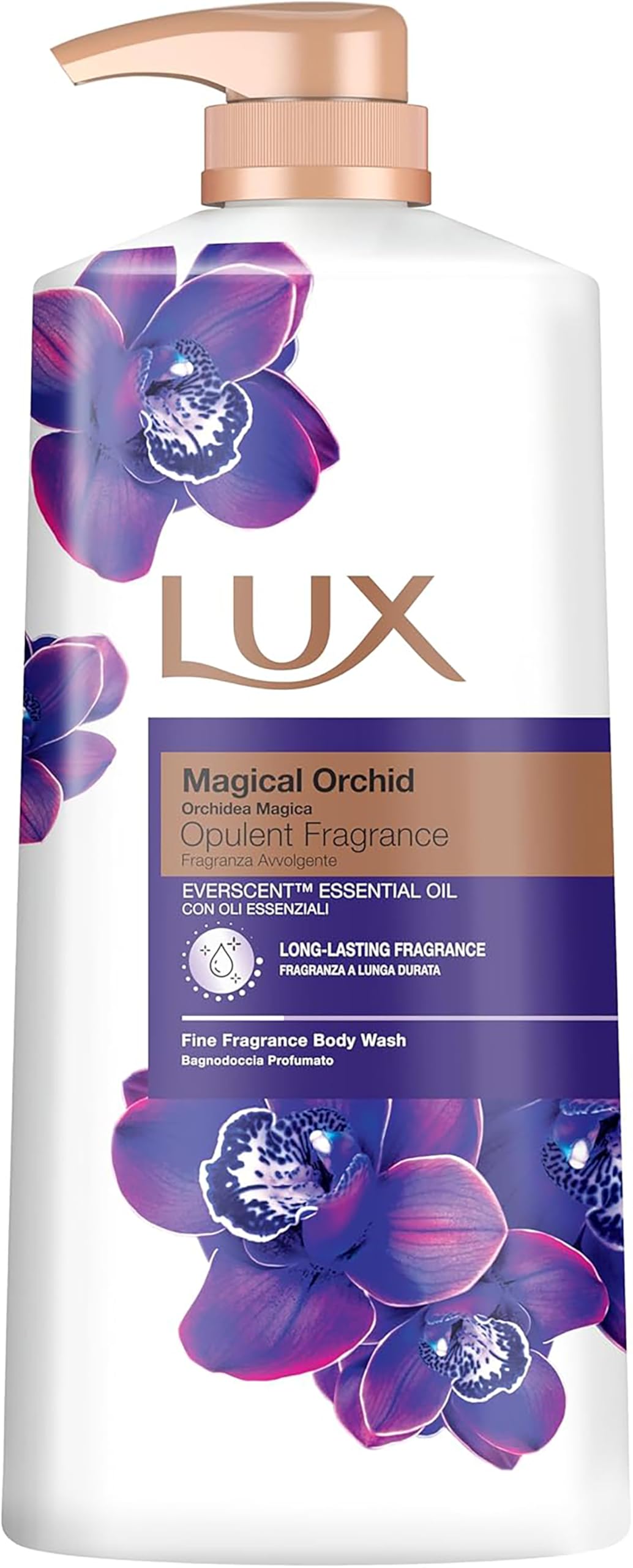 LUX Charming Peony Body Wash with Orange Oil - Men's & Women's Aromatic, Long-Lasting Fine Fragrance Shower Gel, Nourishing Body Cleanser, Aromatic Fragrance Bath Soap - Pack of 1, 1L