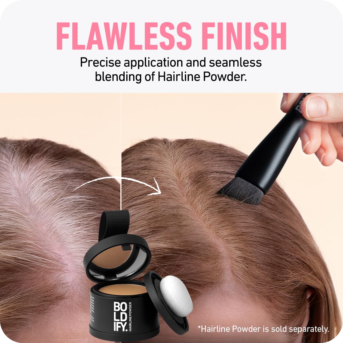 BOLDIFY Four Ended Hairline Powder Brush - Precision Hair Makeup Brush Set with Sponge Tip for Seamless Blending - Ideal as a Hair Concealer/Contour, Root Touch Up Halalzen