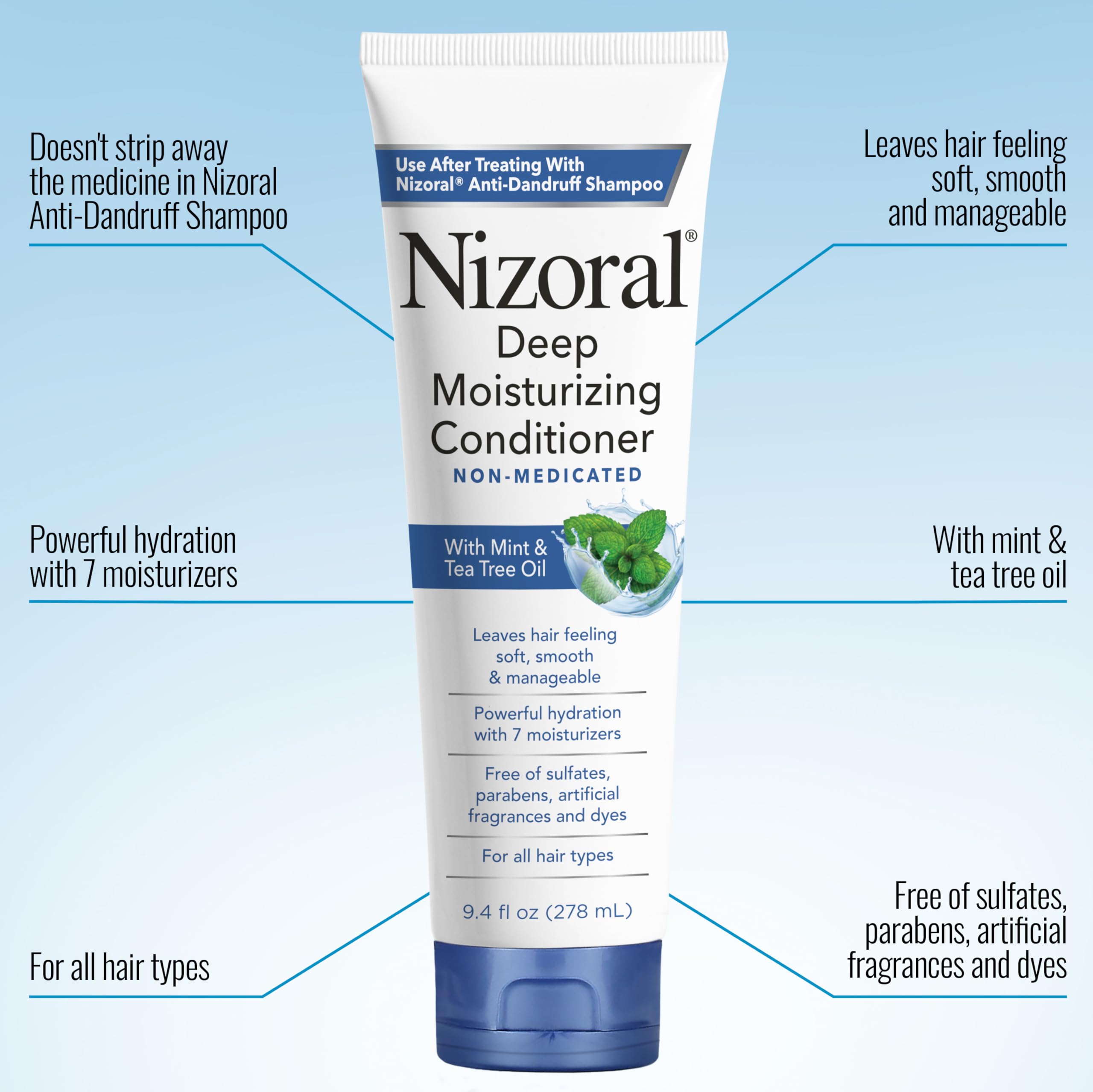 Nizoral Anti-Dandruff Shampoo, 14 Oz + Deep Moisturizing Conditioner, 9.4 Oz Bundle