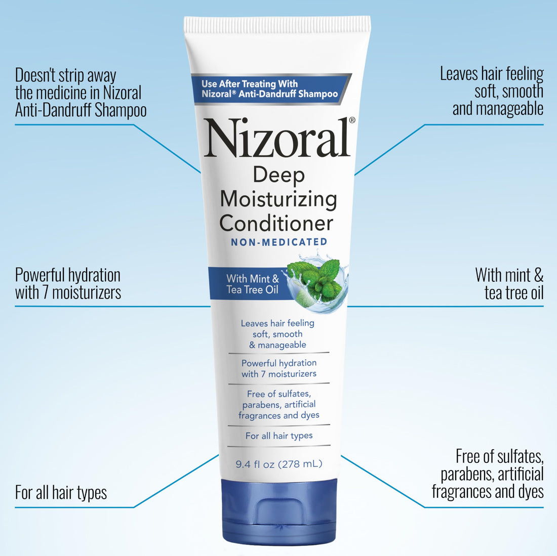 Nizoral Anti-Dandruff Shampoo, 14 Oz + Deep Moisturizing Conditioner, 9.4 Oz Bundle