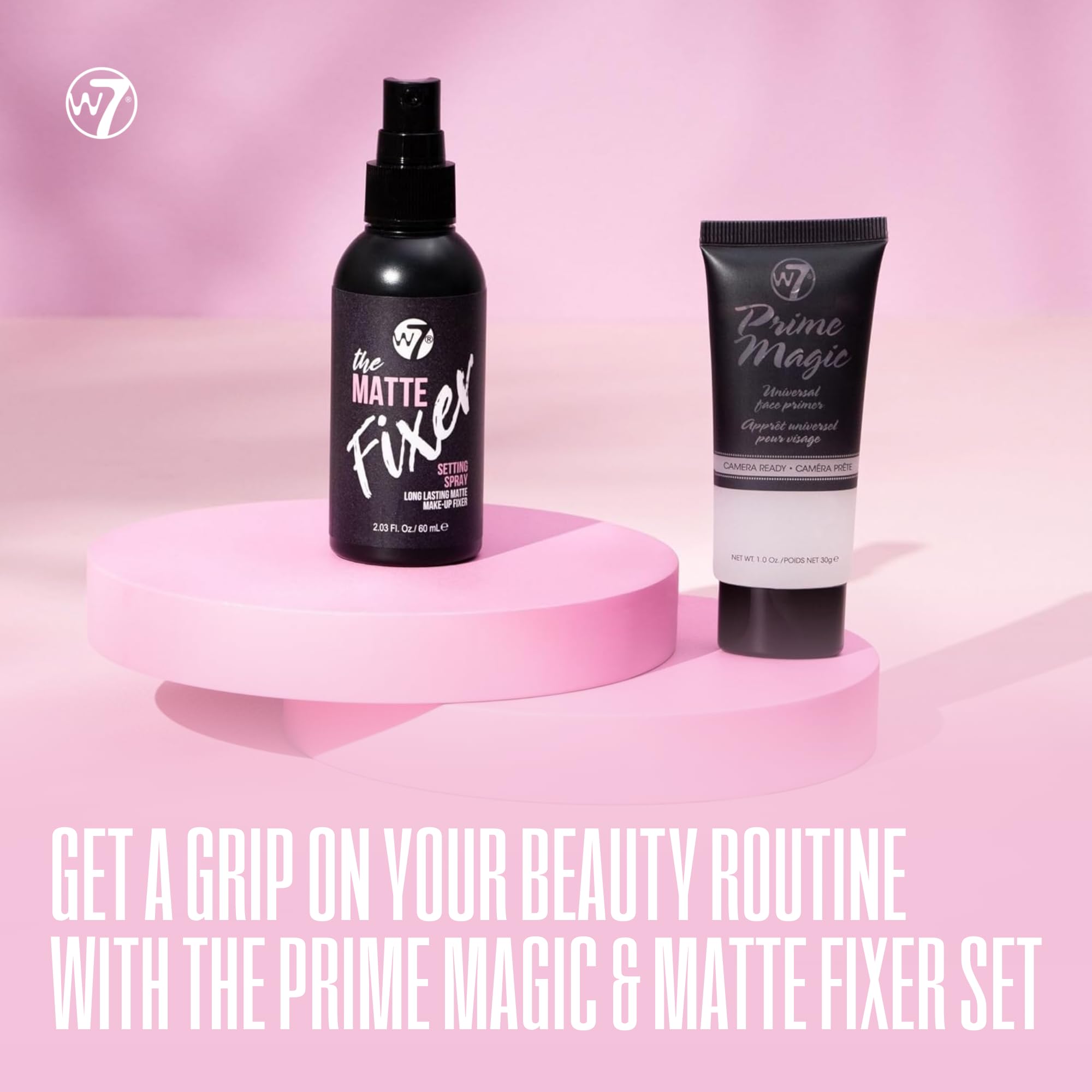 W7 Prime Magic & The Fixer Matte Set - Makeup Primer & Setting Spray Duo for a Smooth, Matte Finish - Pore Minimiser & Shine Control - Quick-Drying, Non-Sticky - Vegan & Cruelty-Free Halalzen